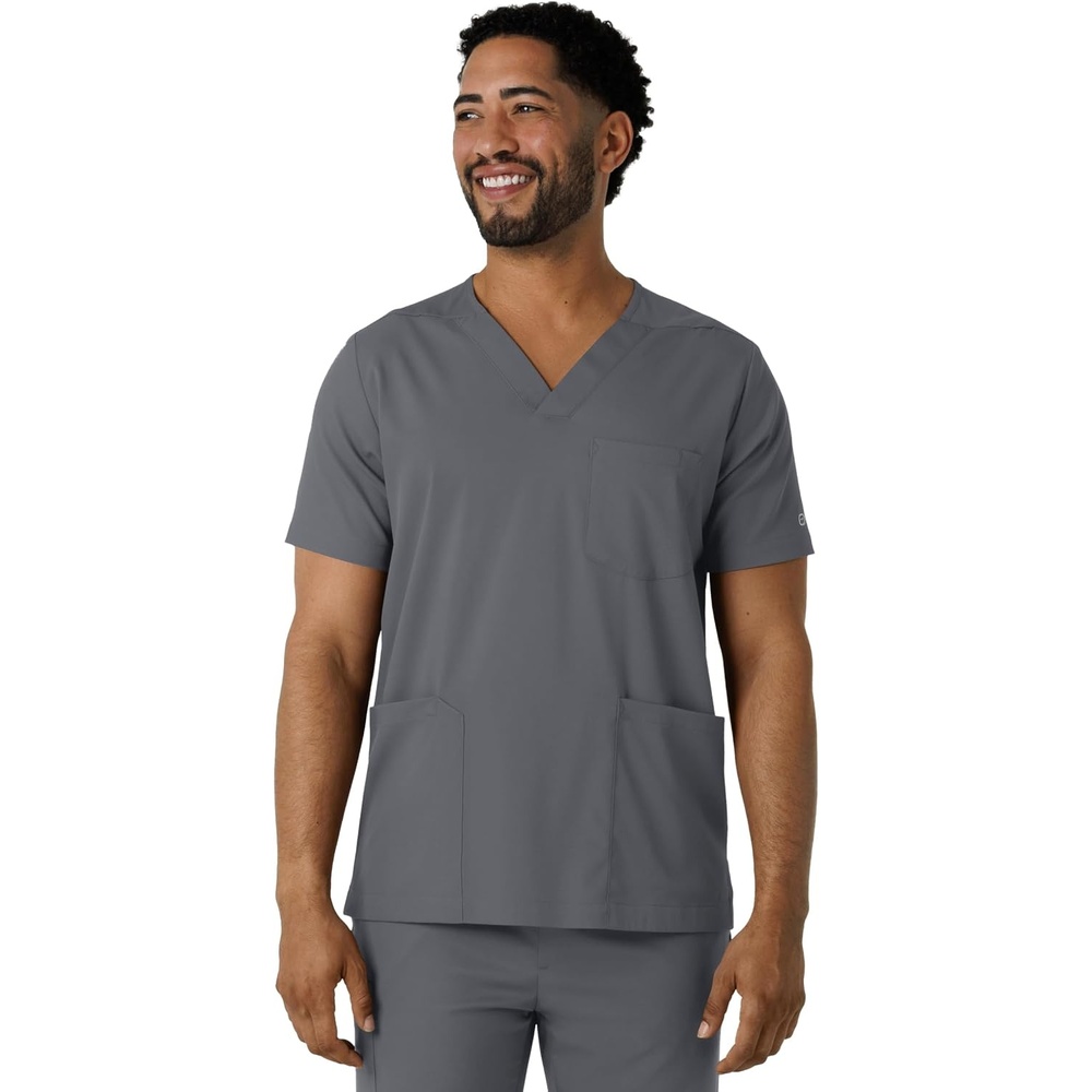 Wink Boundless Men’s Multi Pocket V-Neck Scrub Top(Pewter)