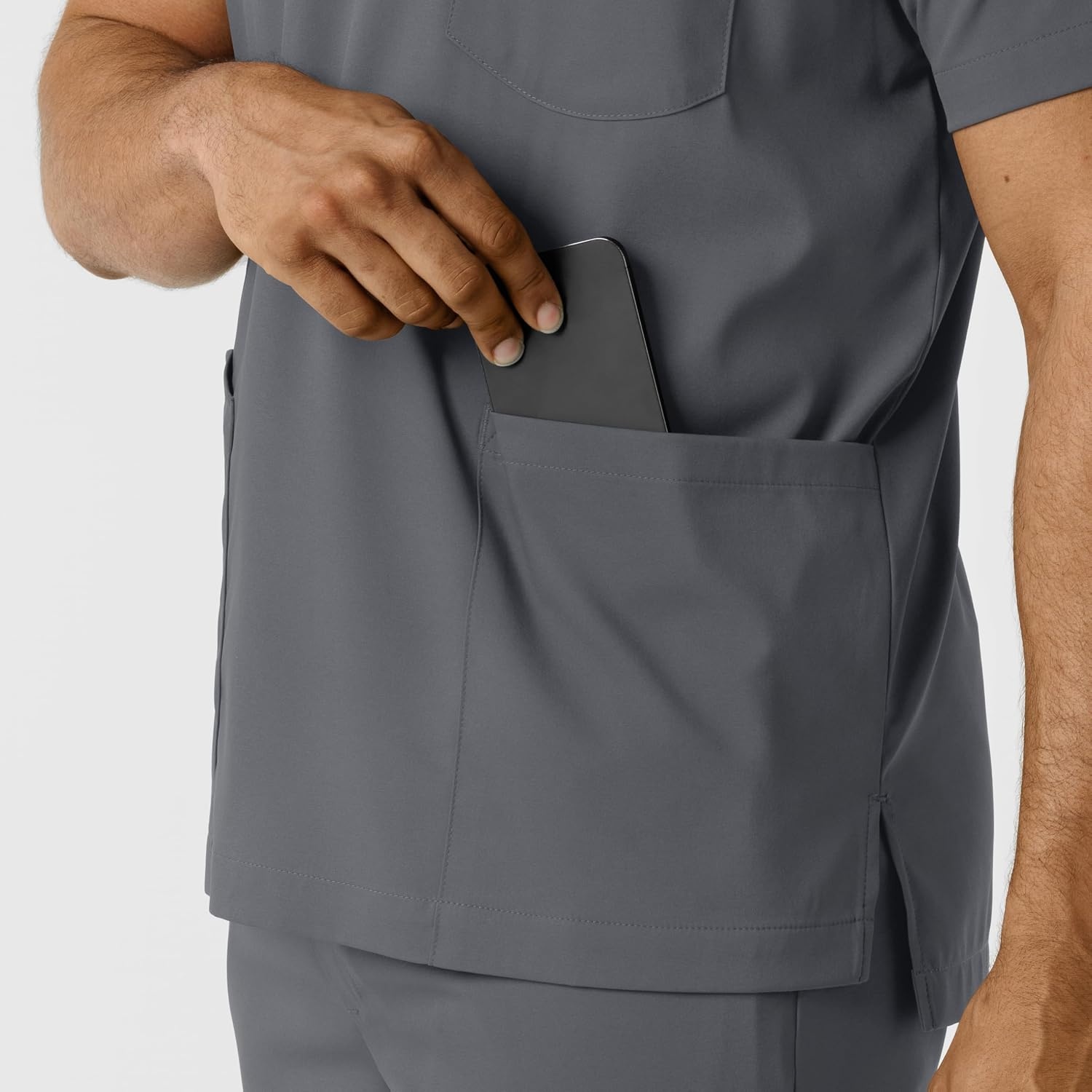 Wink Boundless Men’s Multi Pocket V-Neck Scrub Top(Pewter)