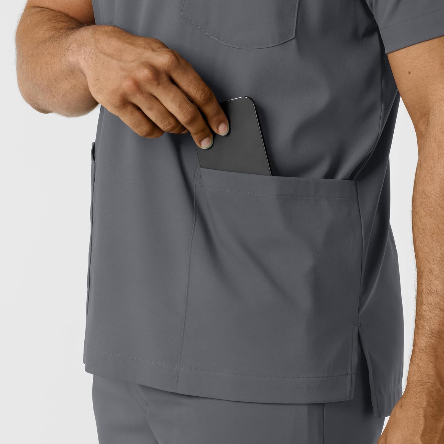 Wink Boundless Men’s Multi Pocket V-Neck Scrub Top(Pewter)