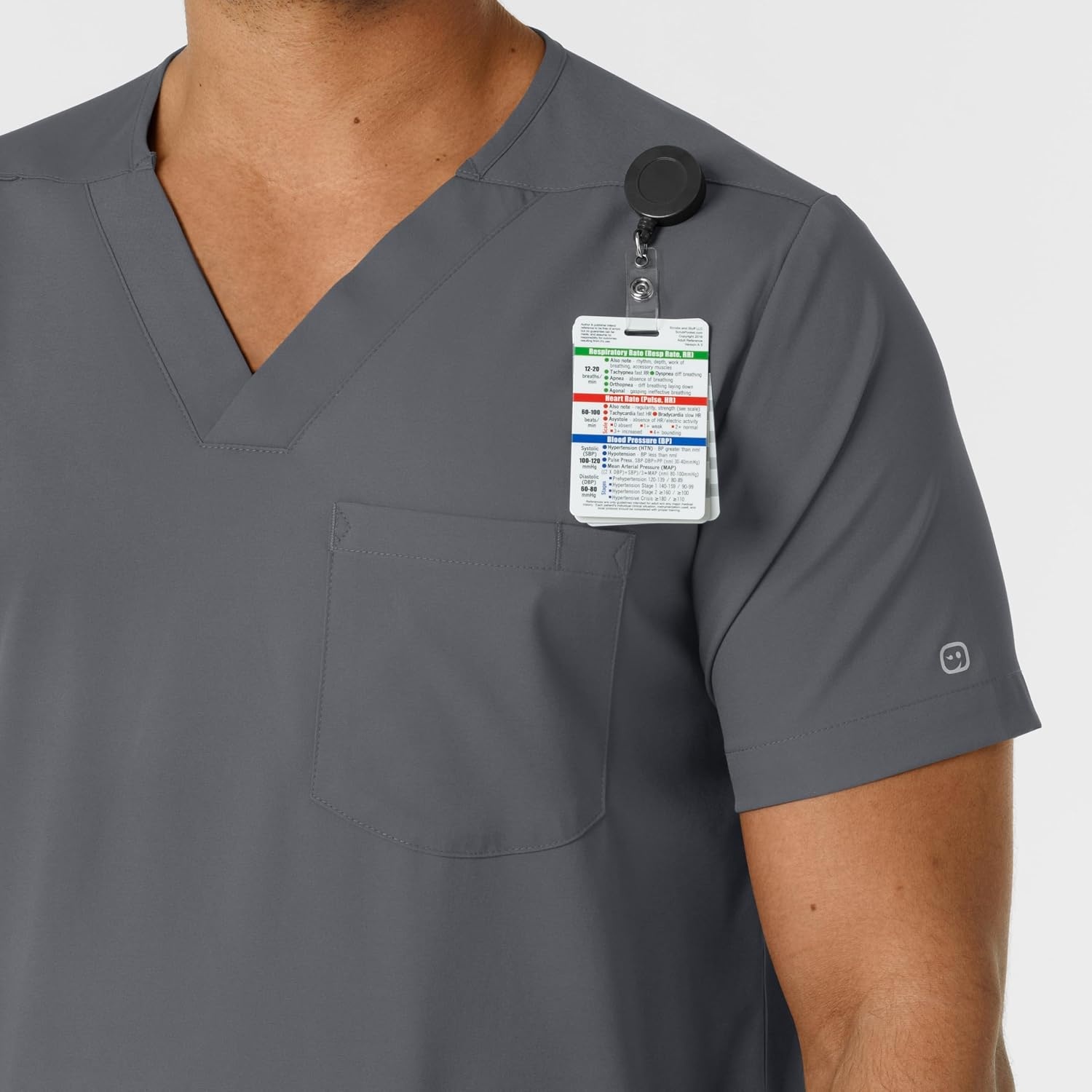 Wink Boundless Men’s Multi Pocket V-Neck Scrub Top(Pewter)