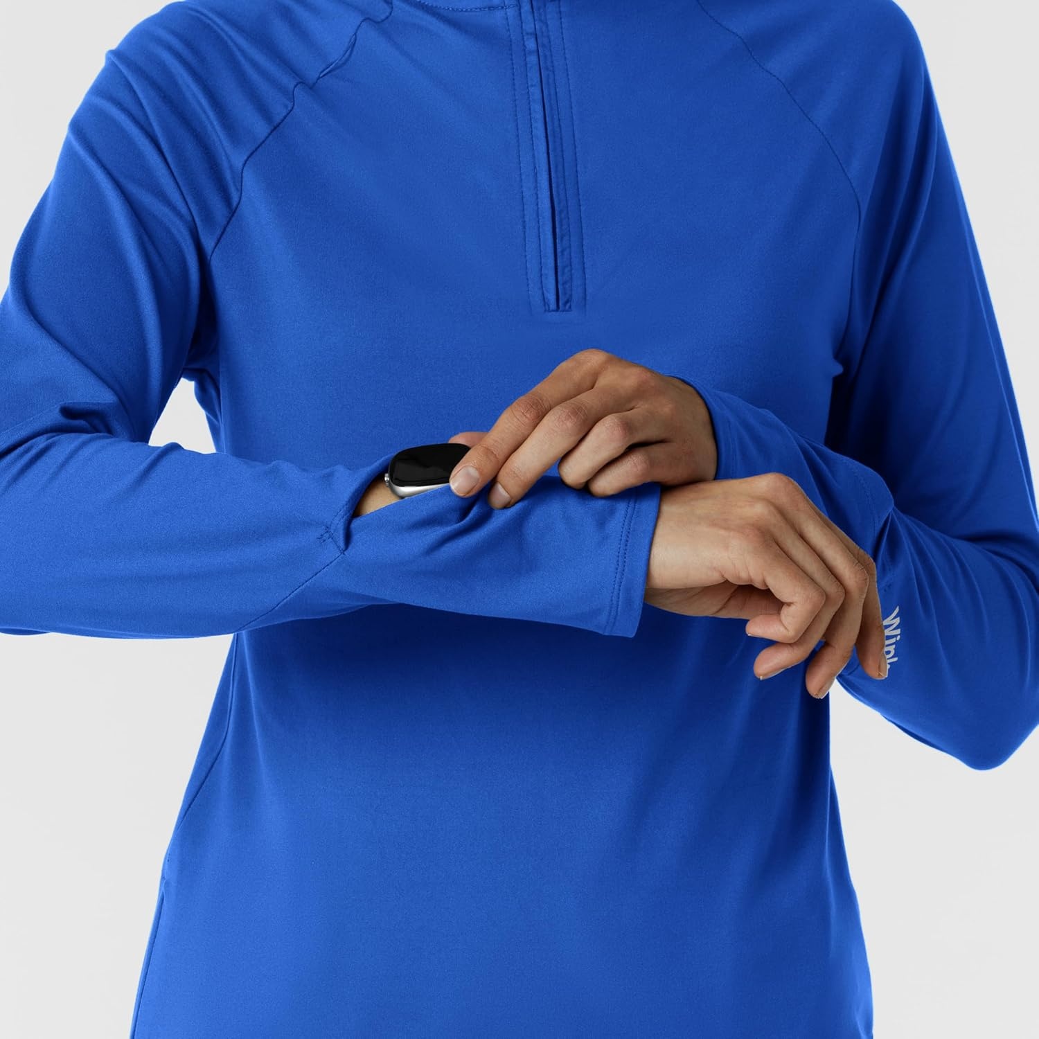 Wink Layers Women’s Watch Window Quarter Zip Scrub Top(Royal)