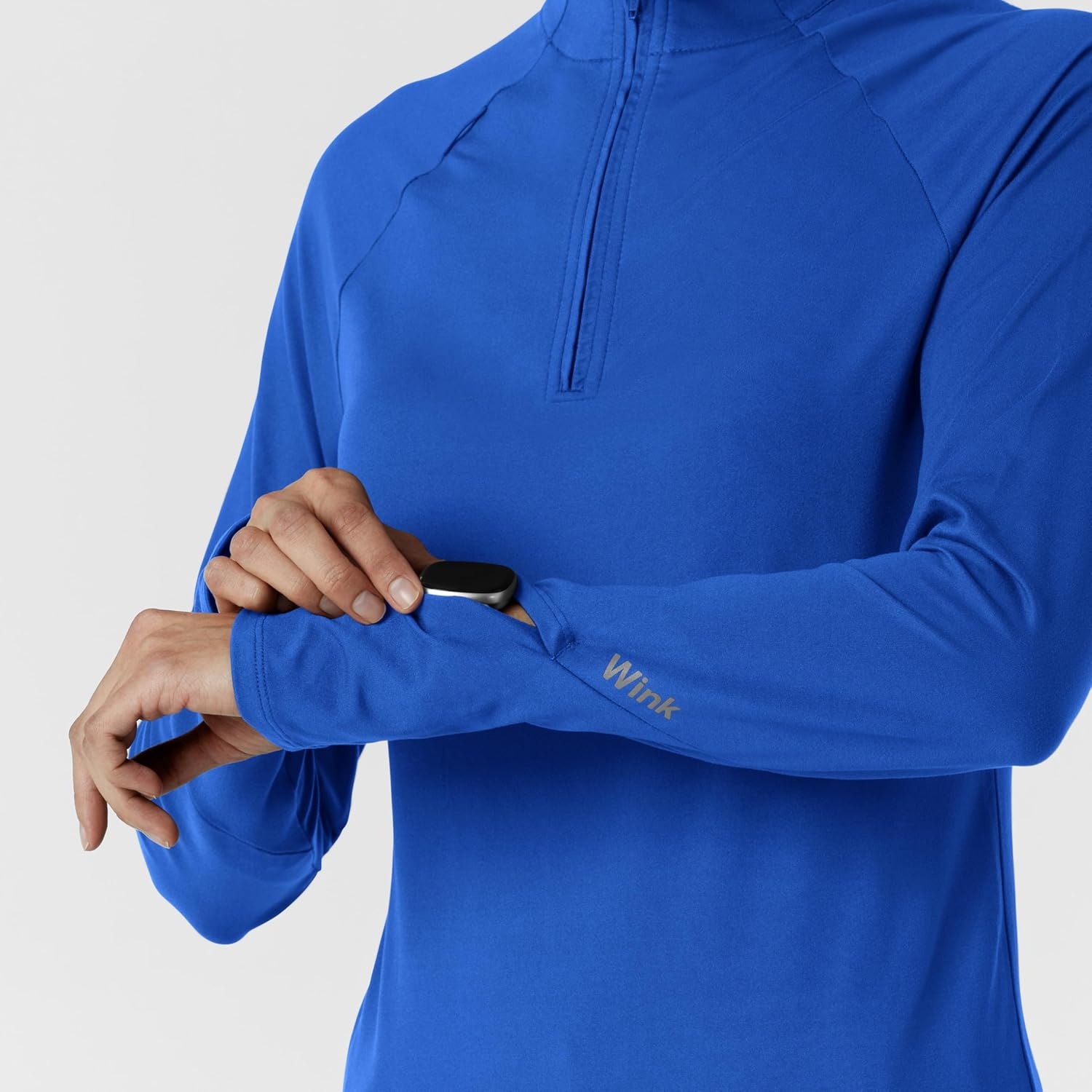 Wink Layers Women’s Watch Window Quarter Zip Scrub Top(Royal)