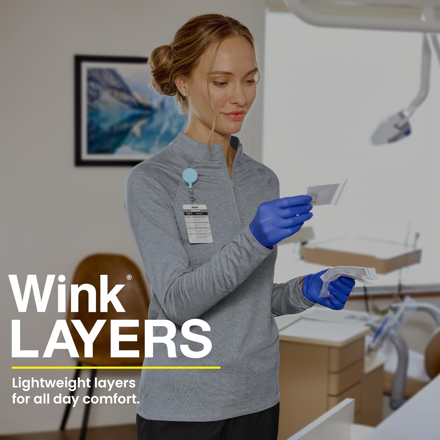 Wink Layers Women’s Watch Window Quarter Zip Scrub Top(Royal)