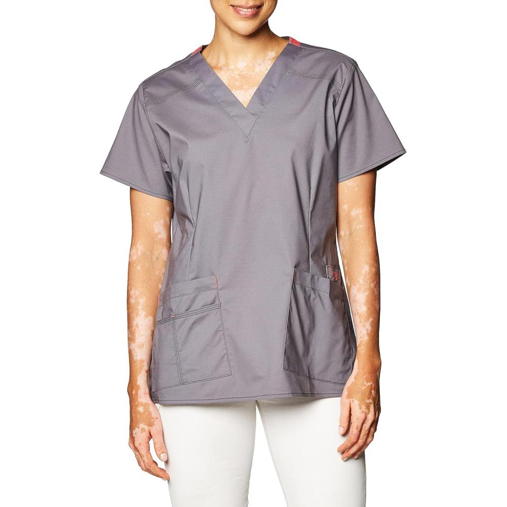 WonderWink Women’s Wonderflex Verity Scrub Top, Pewter, Medium