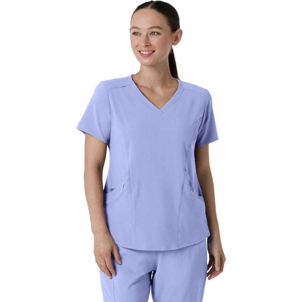 WonderWink Mens Women’s V-Neck Scrub Top(Ceil Blue)
