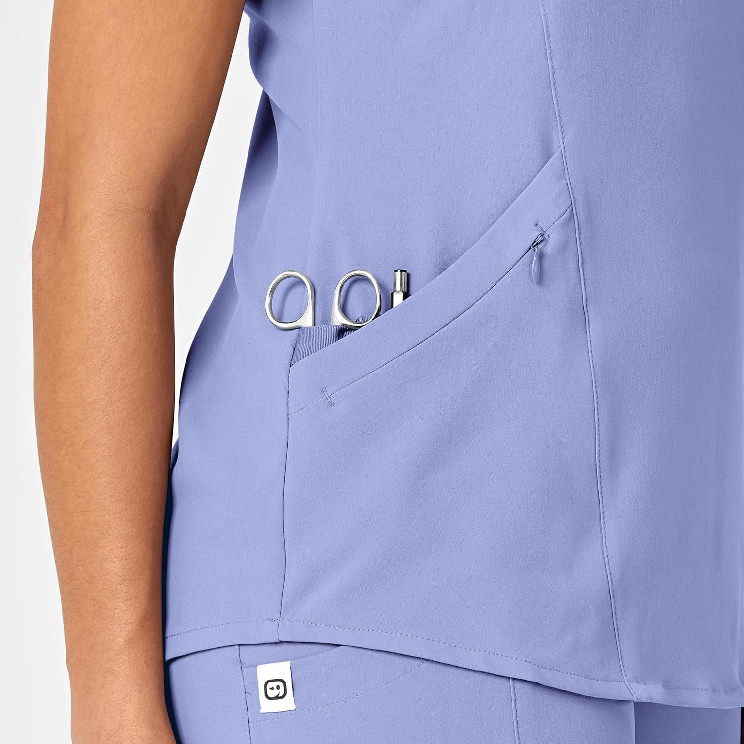 WonderWink Mens Women’s V-Neck Scrub Top(Ceil Blue)