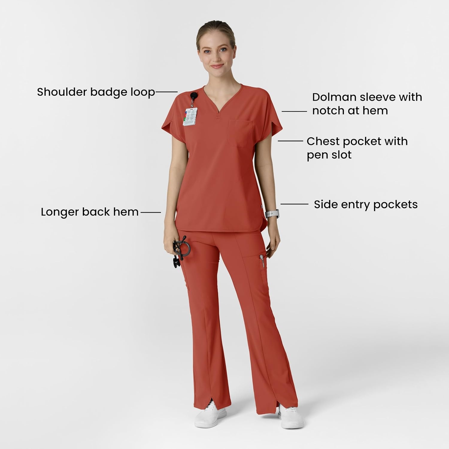 Wink Renew Women’s Dolman Scrub Top(Mineral Red)
