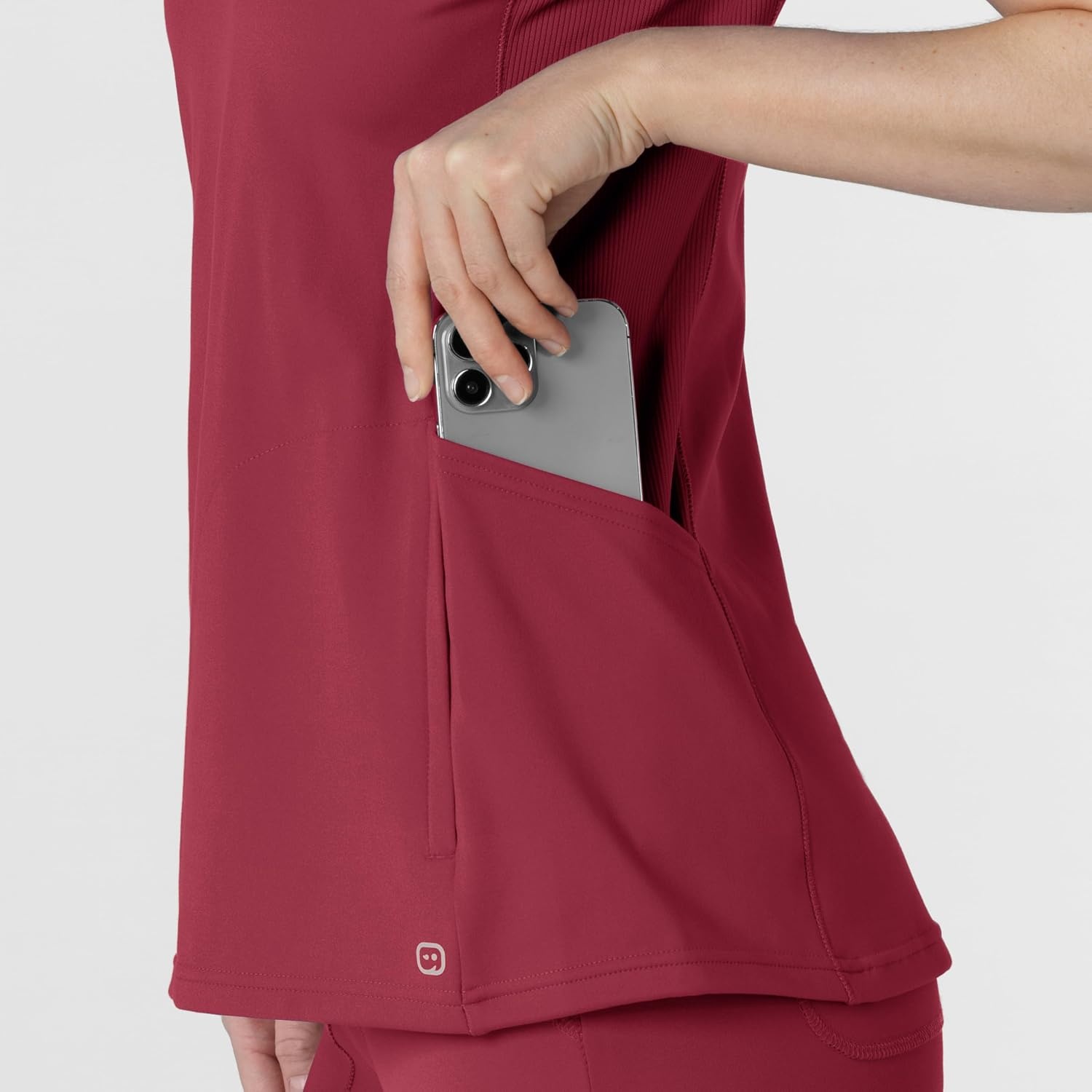 Wink Renew Knit Women’s Flex-n-Reach V-Neck Raglan Scrub Top(Ruby)