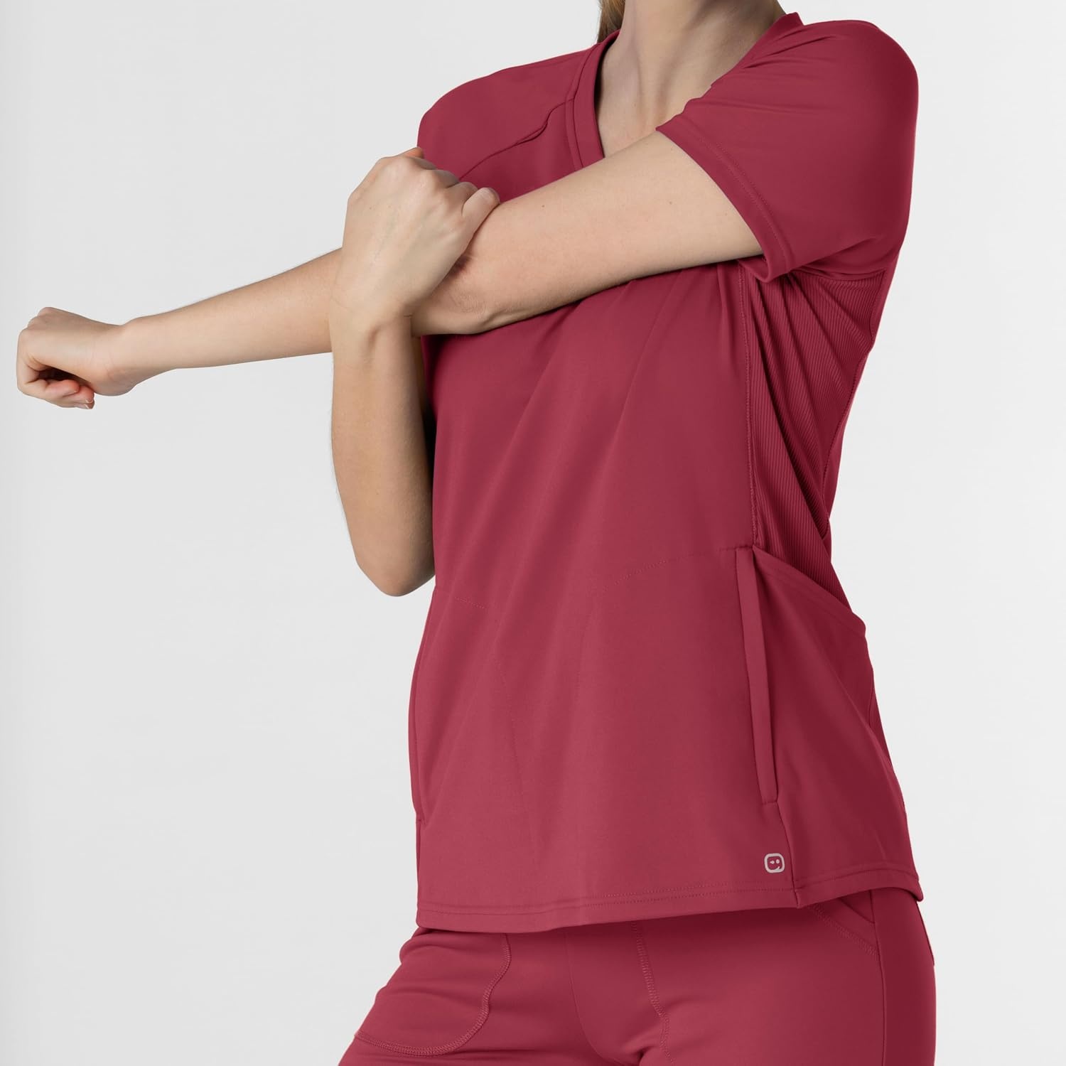 Wink Renew Knit Women’s Flex-n-Reach V-Neck Raglan Scrub Top(Ruby)