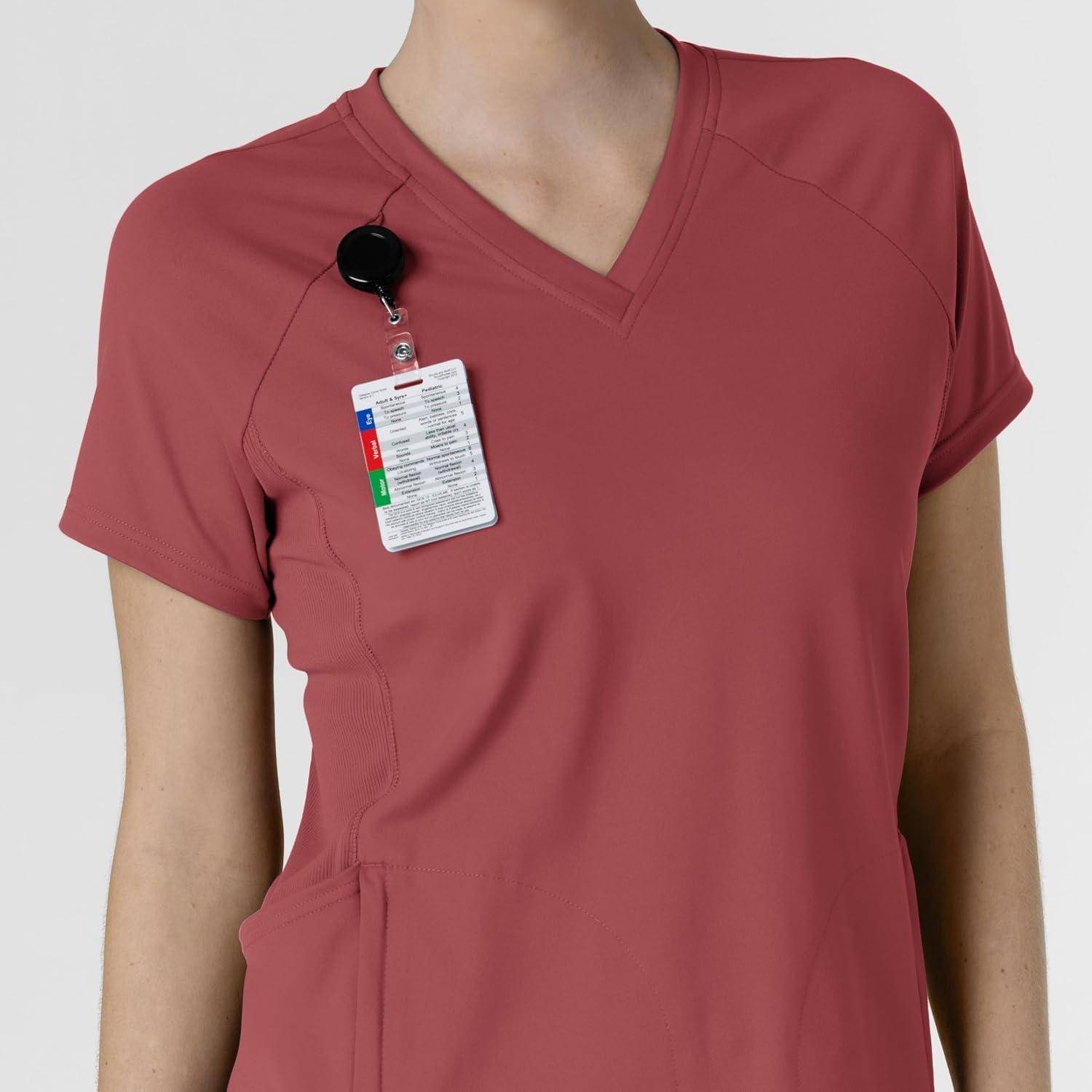 Wink Renew Knit Women’s Flex-n-Reach V-Neck Raglan Scrub Top(Ruby)