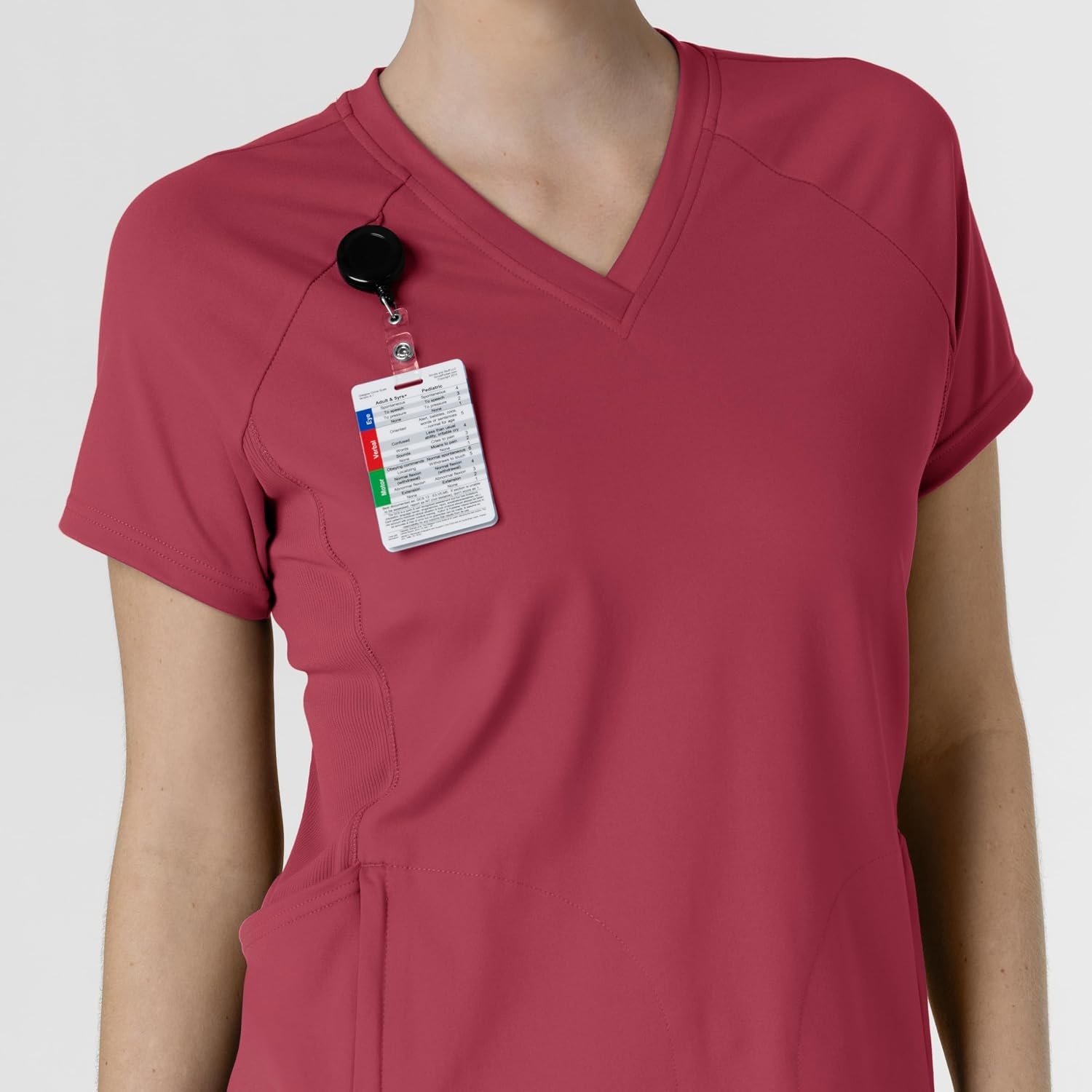 Wink Renew Knit Women’s Flex-n-Reach V-Neck Raglan Scrub Top(Ruby)