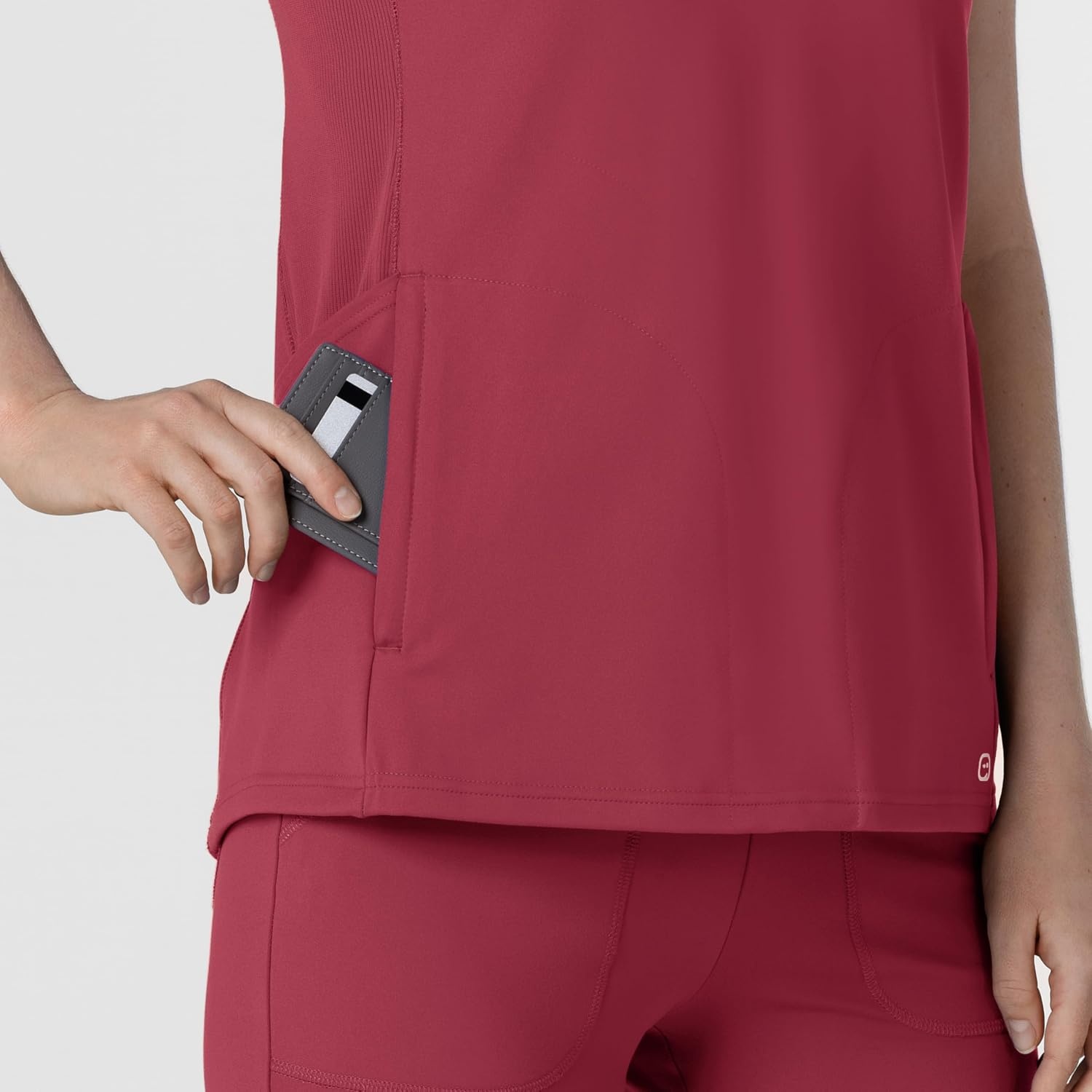 Wink Renew Knit Women’s Flex-n-Reach V-Neck Raglan Scrub Top(Ruby)