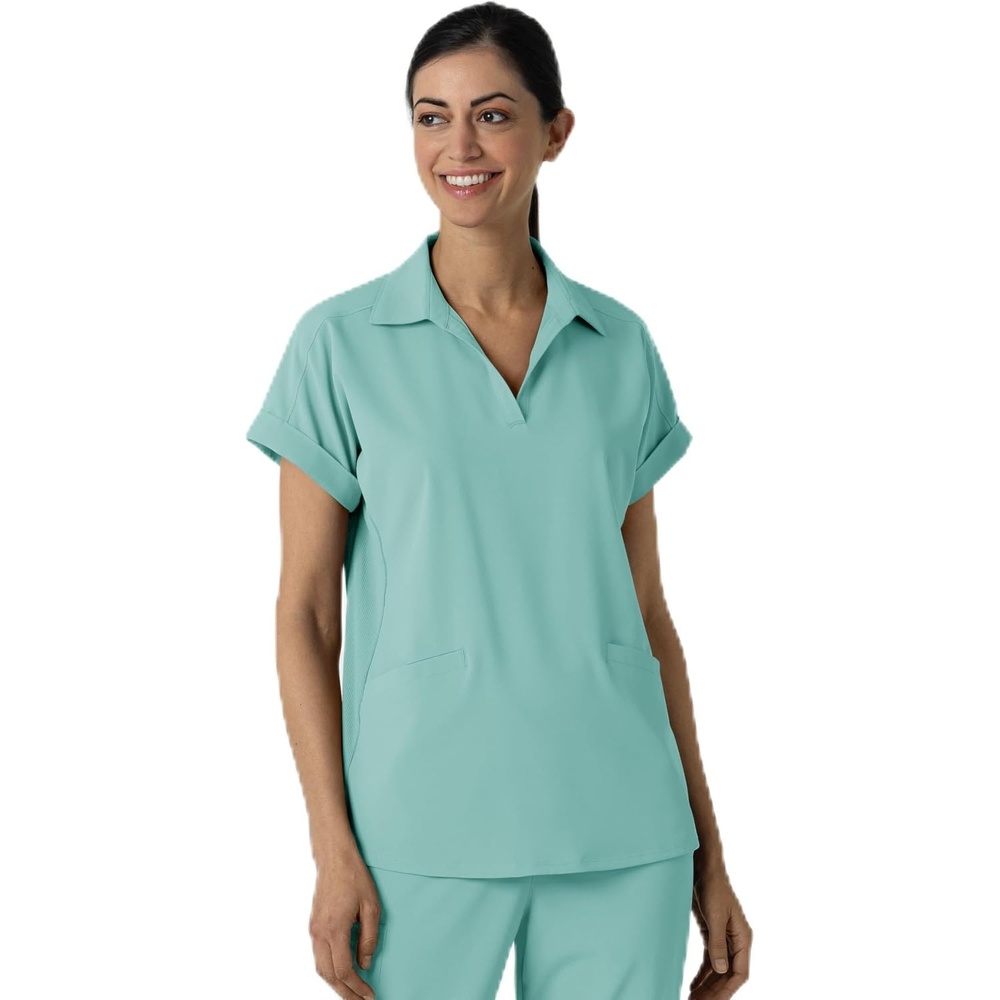 WINK Renew Women’s Flex-n-Reach Collared Scrub Top(Turquoise)