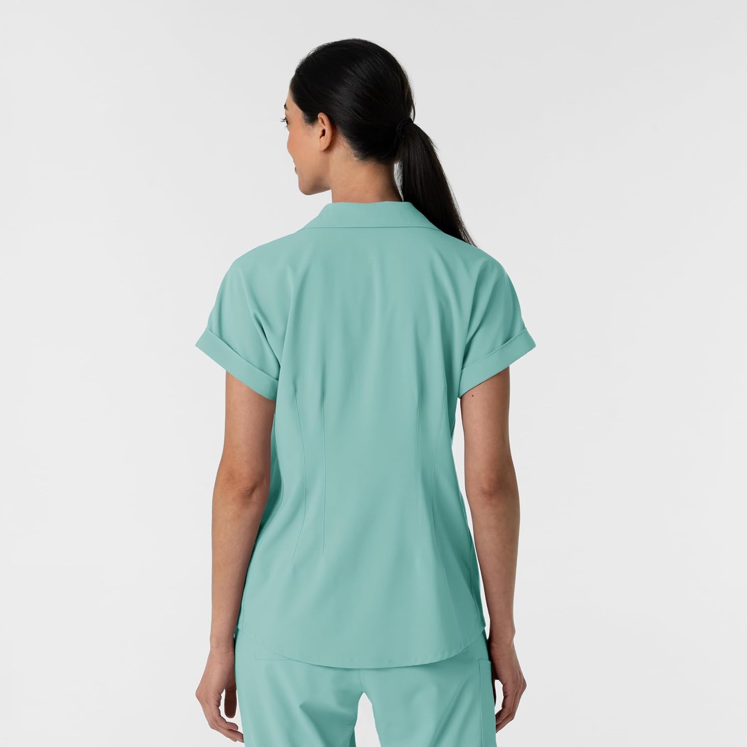 WINK Renew Women’s Flex-n-Reach Collared Scrub Top(Turquoise)