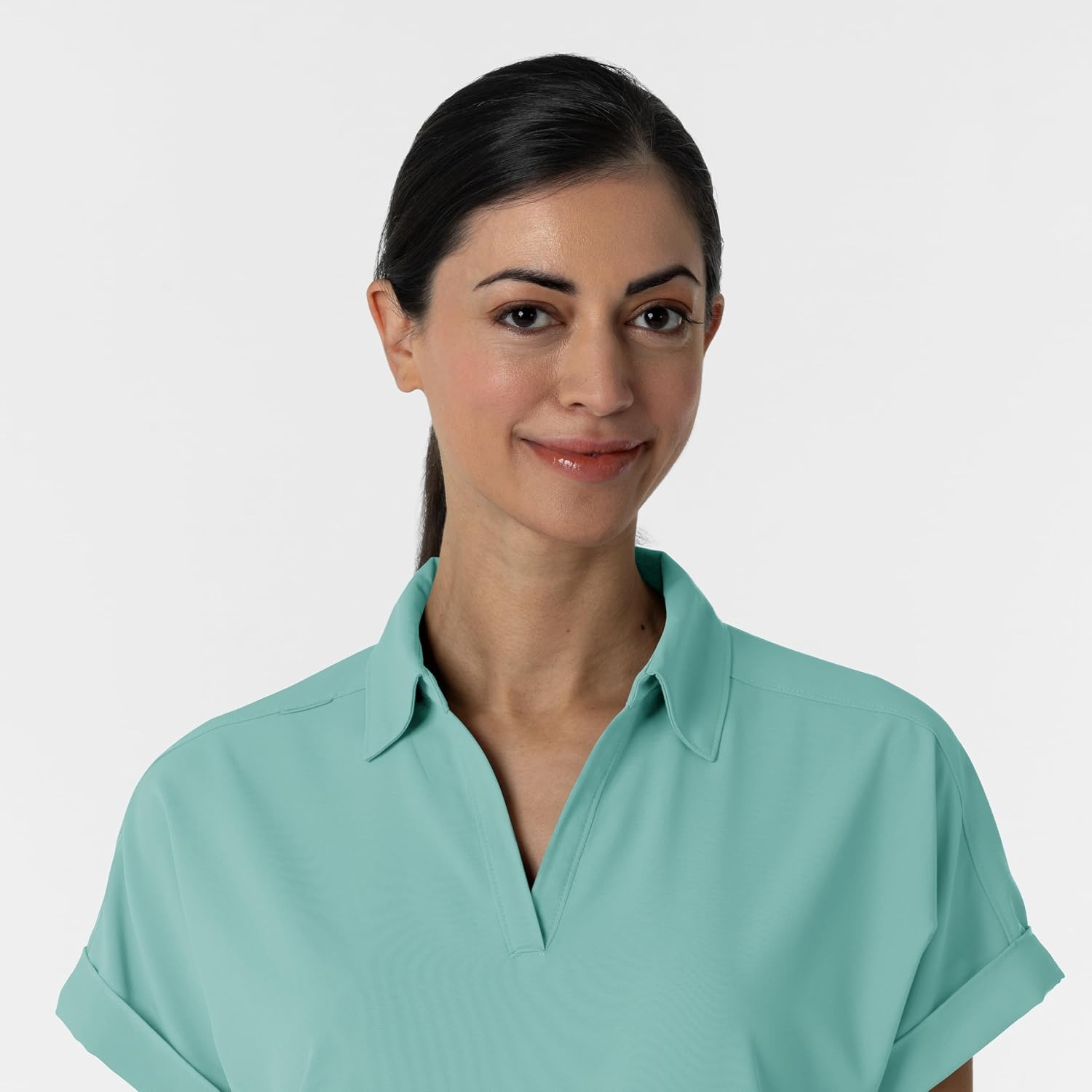 WINK Renew Women’s Flex-n-Reach Collared Scrub Top(Turquoise)