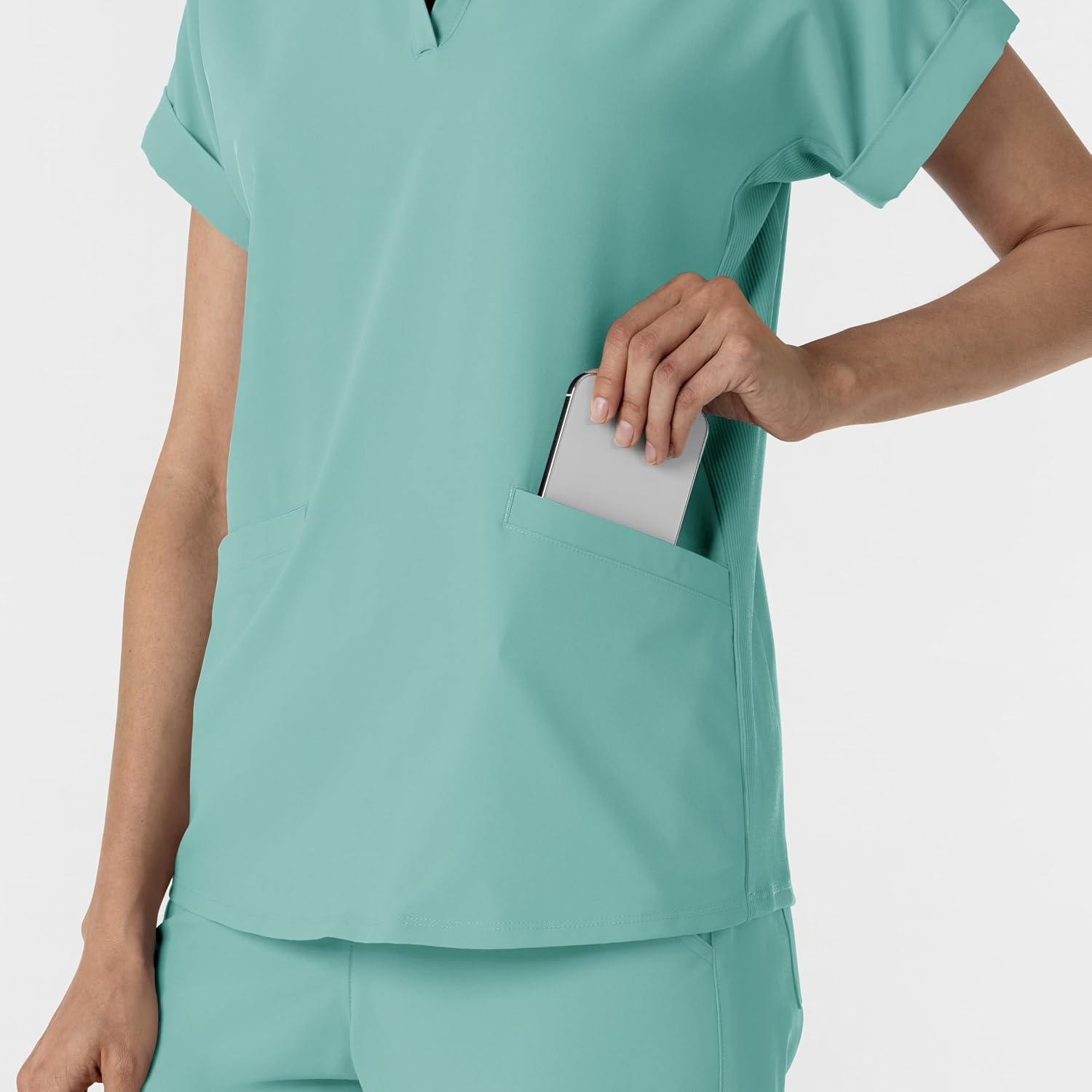 WINK Renew Women’s Flex-n-Reach Collared Scrub Top(Turquoise)
