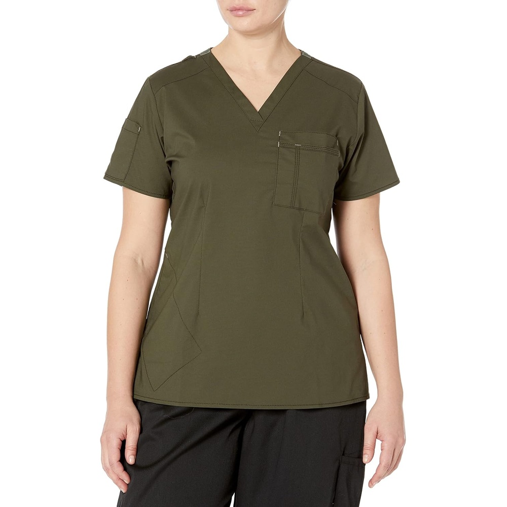Wink WonderFLEX Women’s V-Neck Tuck-in Scrub Top(Forest Green)