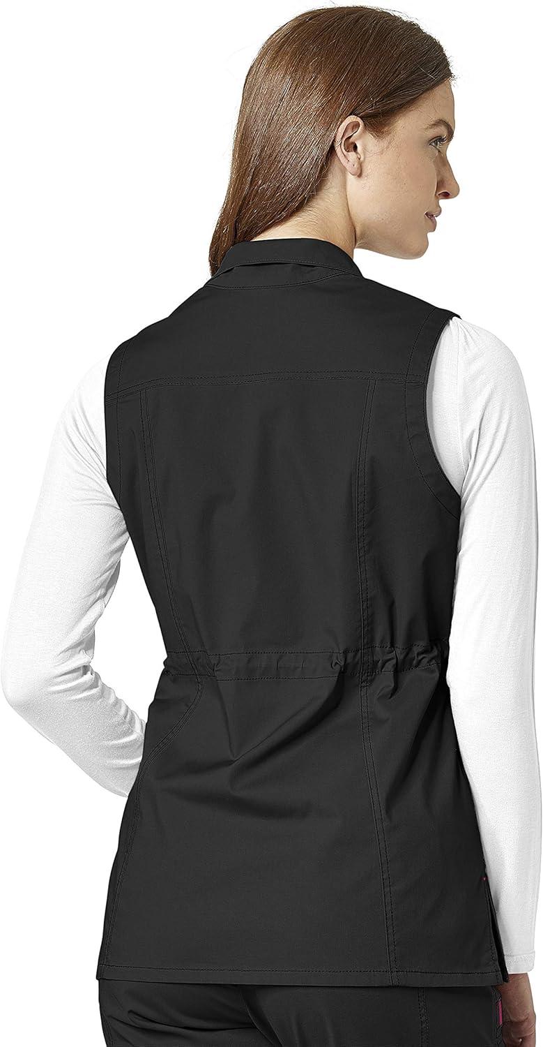 WonderWink womens Womens Utility Zip Front Fashion VestVest(Black)