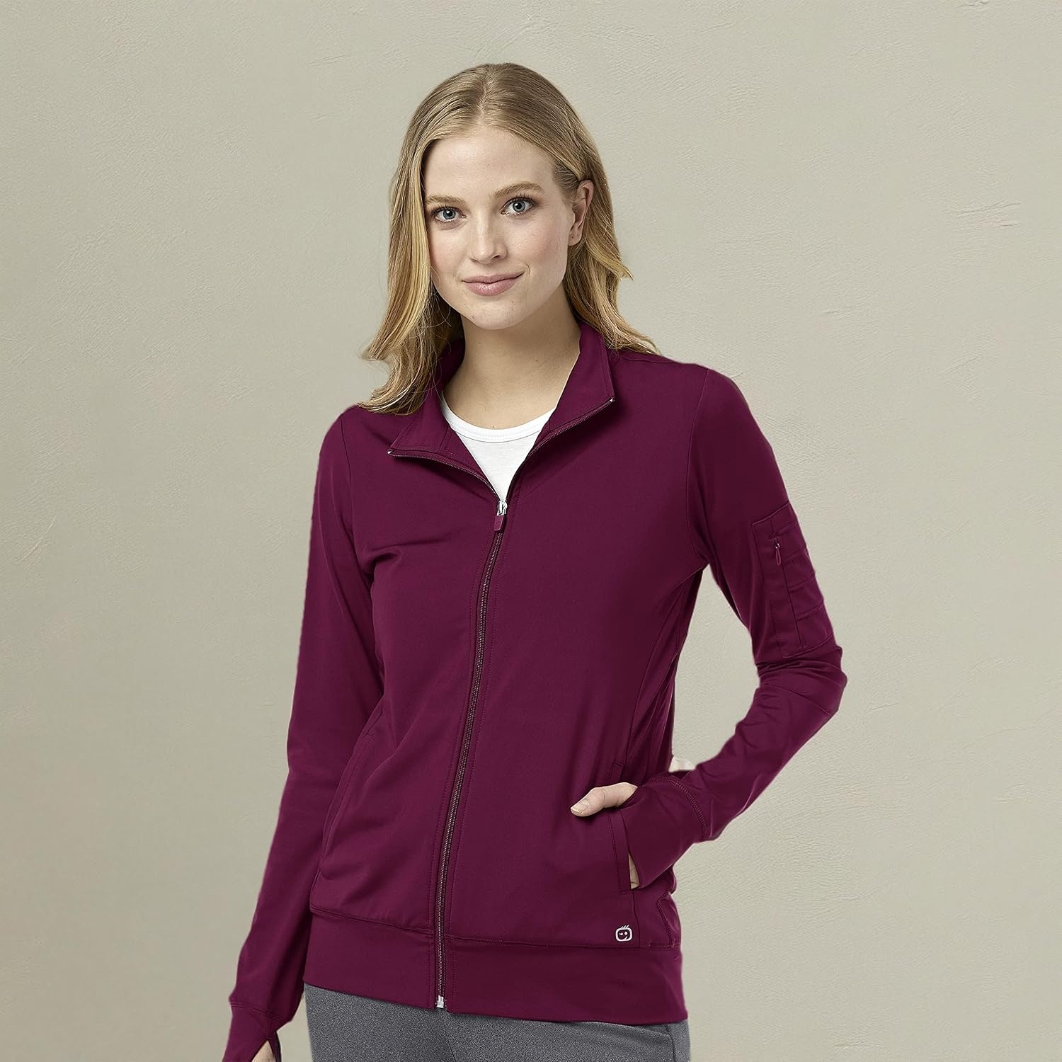 WINK Women’s Women’s Moto Scrub Jacket(Wine)