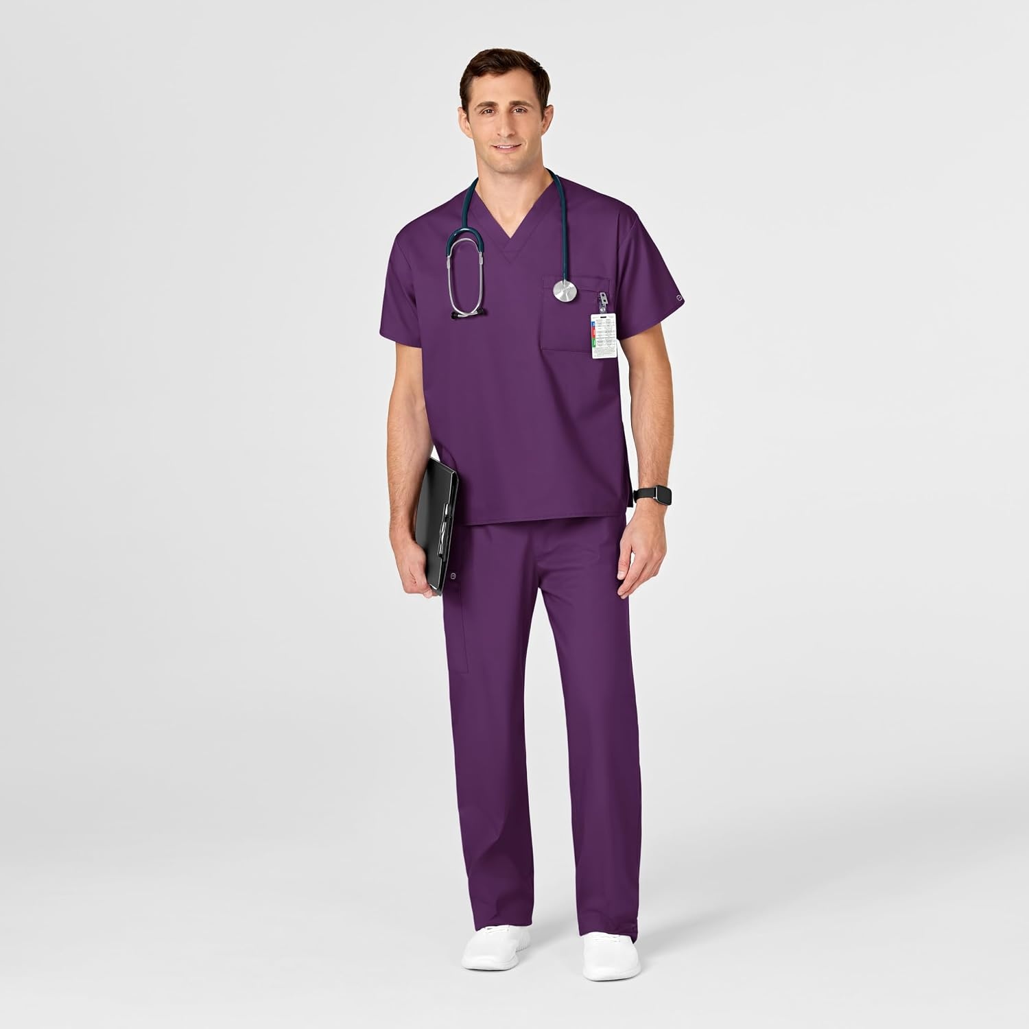 Wink WonderWORK Unisex V-Neck Scrub Top(Eggplant)