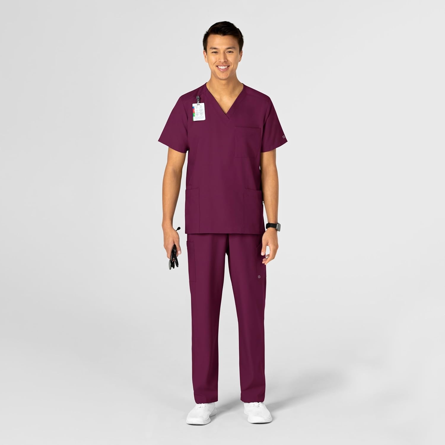Wink W123 Unisex 4 Pocket Utility Scrub Top(Wine)