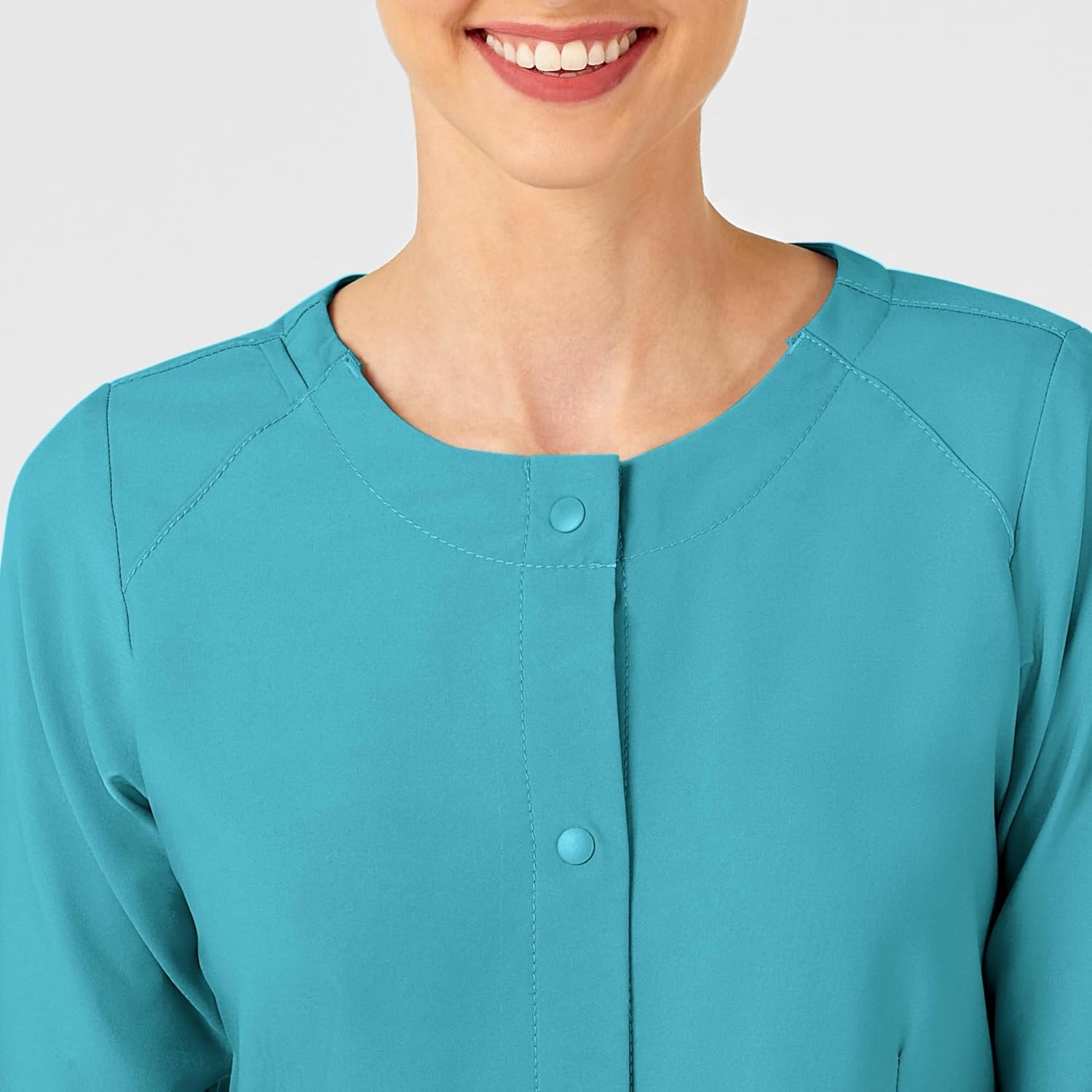 Wink W123 Women’s Crew Neck Warm Up Jacket(Teal Blue)