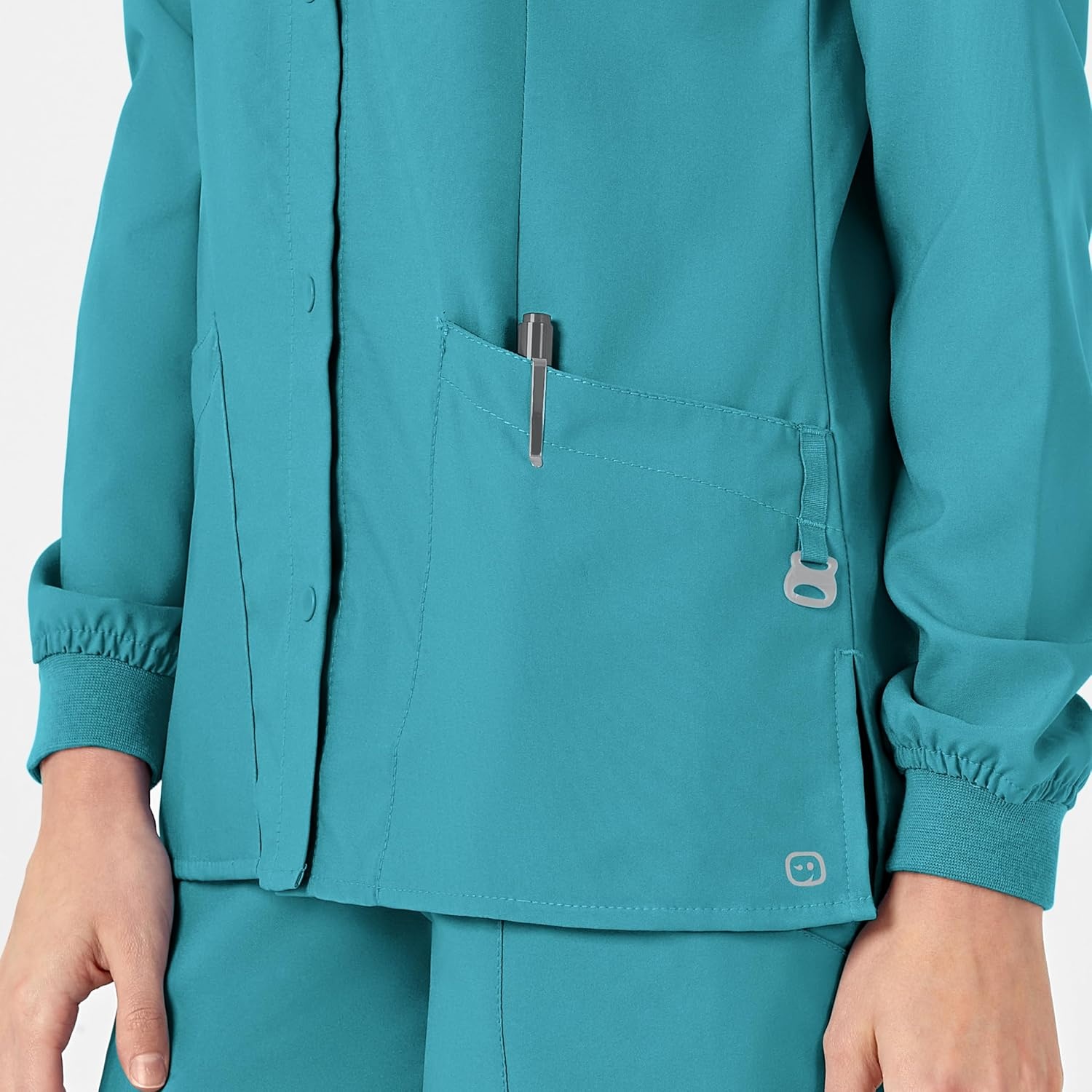 Wink W123 Women’s Crew Neck Warm Up Jacket(Teal Blue)