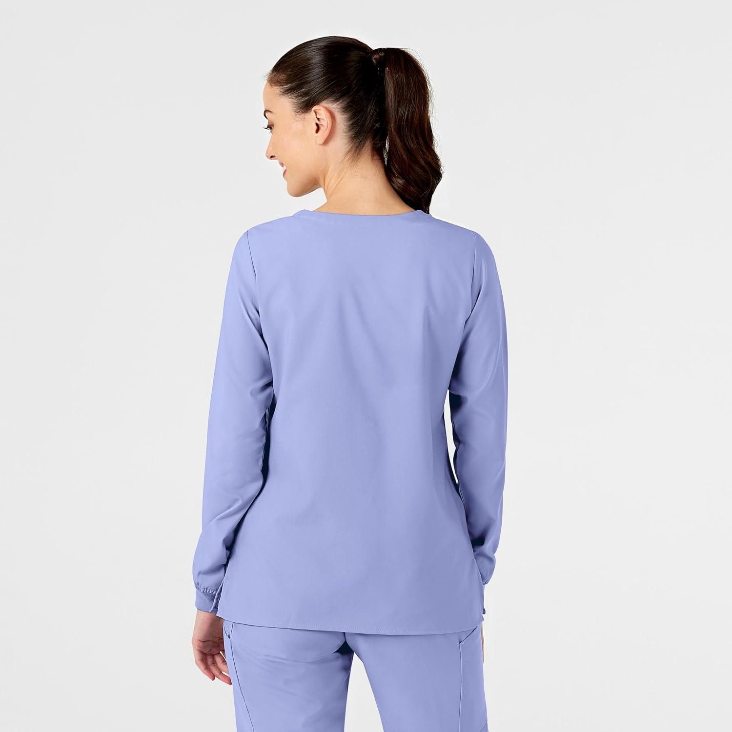 WINK W123 Women’s Crew Neck Warm Up Jacket, Ceil Blue, S