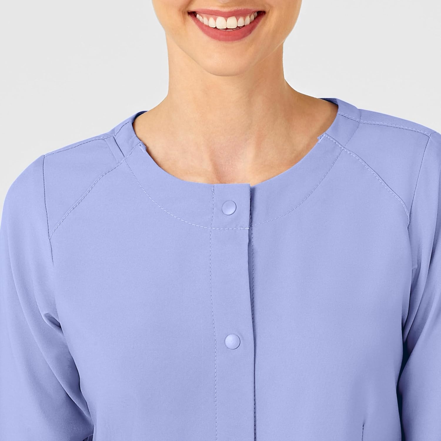 WINK W123 Women’s Crew Neck Warm Up Jacket, Ceil Blue, S