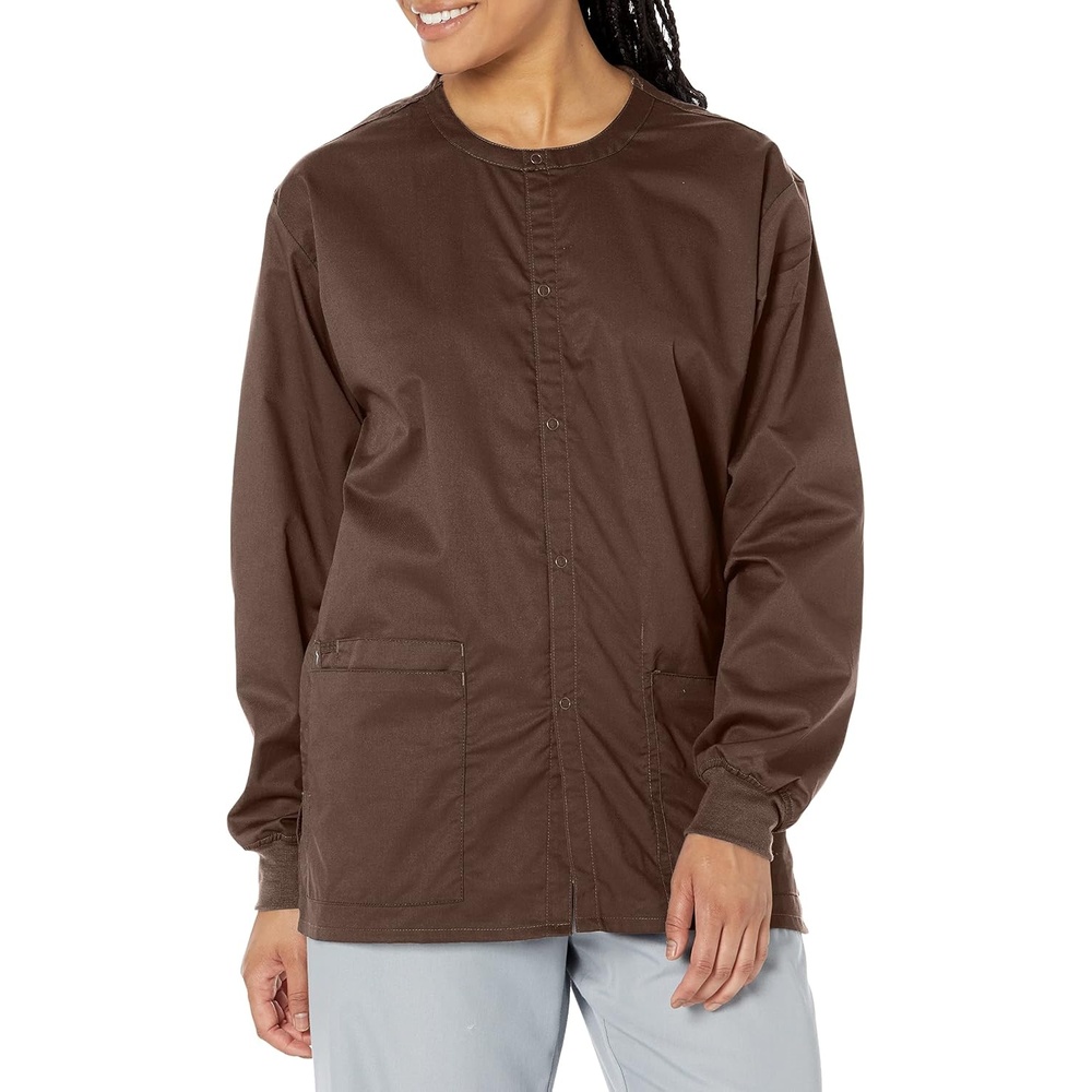 WonderWink Unisex Adult Unisex Snap Front Jacket(Chocolate)