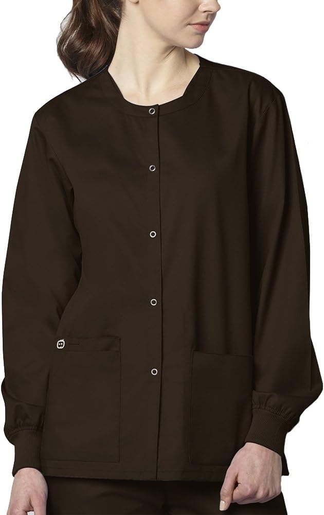 WonderWink Unisex Adult Unisex Snap Front Jacket(Chocolate)