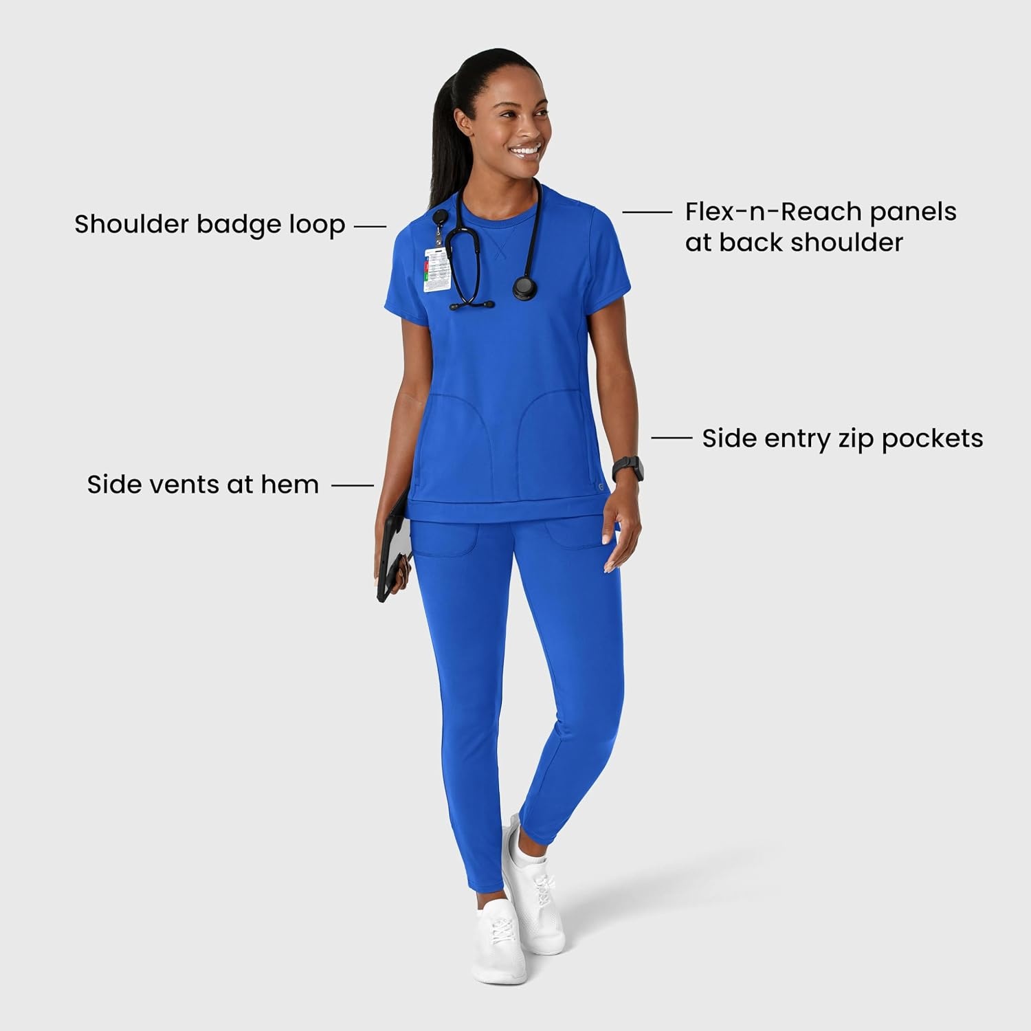 Wink Renew Women’s Flex-n-Reach Crew Neck Scrub Top(Royal)