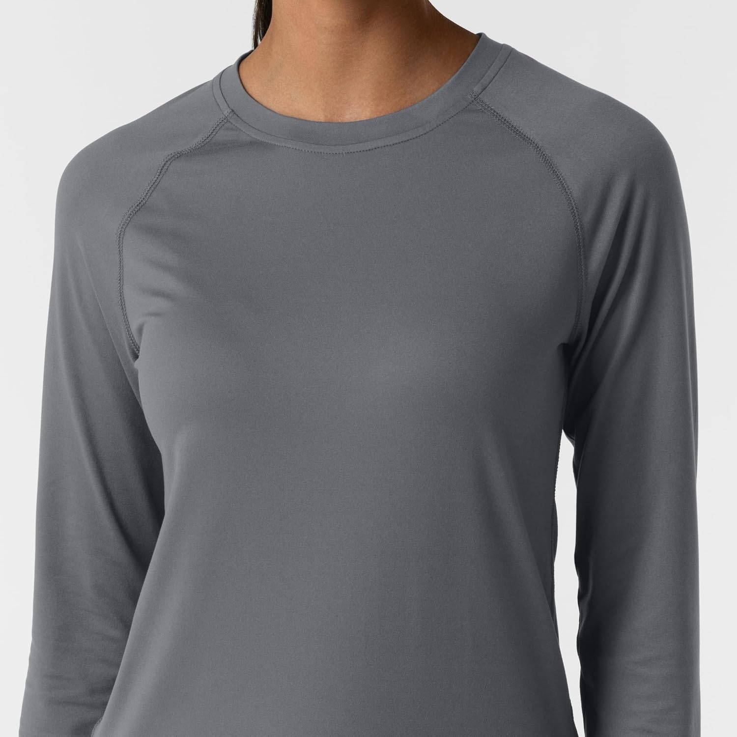 Wink Layers Women’s Watch Window Long Sleeve Underscrub Top(Pewter)