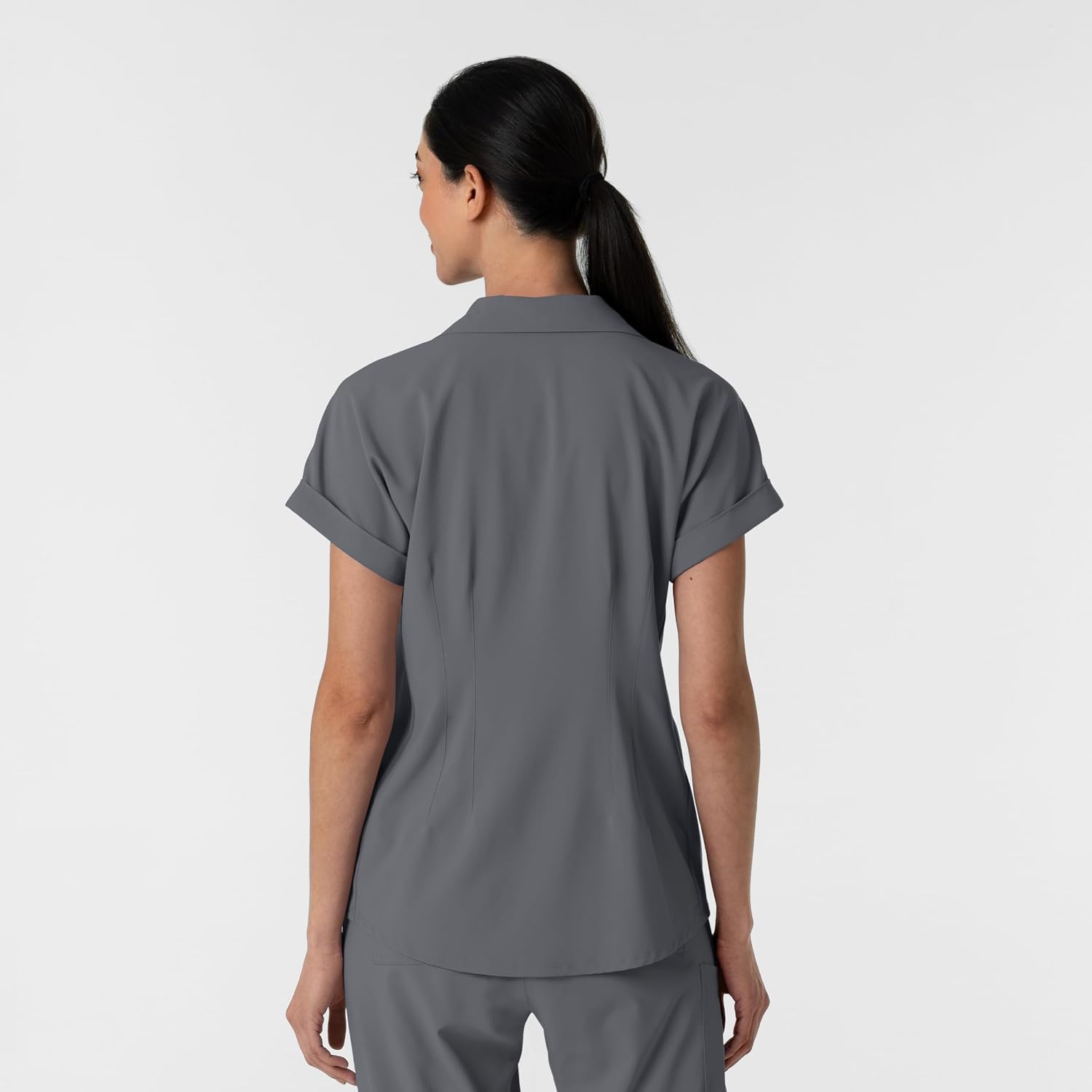 WINK Renew Women’s Flex-n-Reach Collared Scrub Top(Pewter)