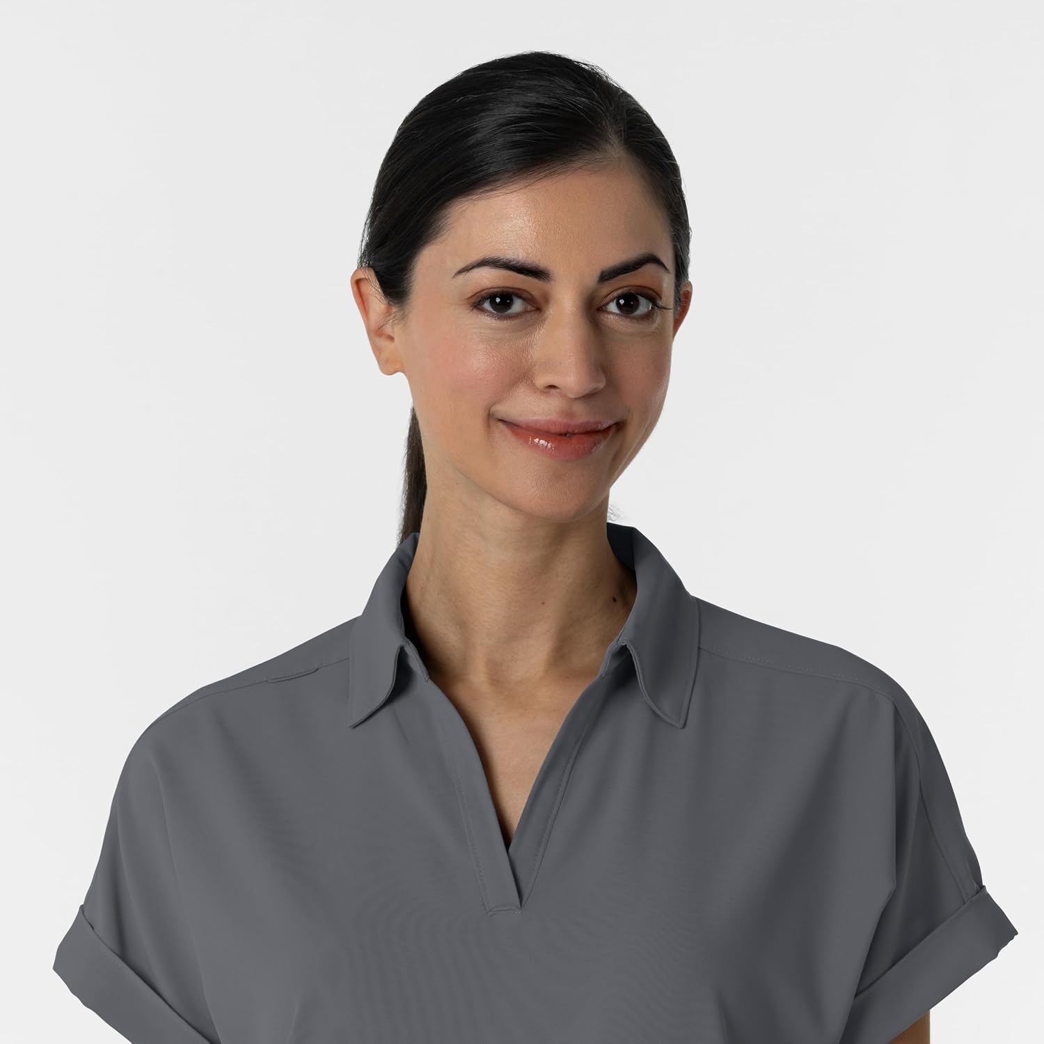 WINK Renew Women’s Flex-n-Reach Collared Scrub Top(Pewter)