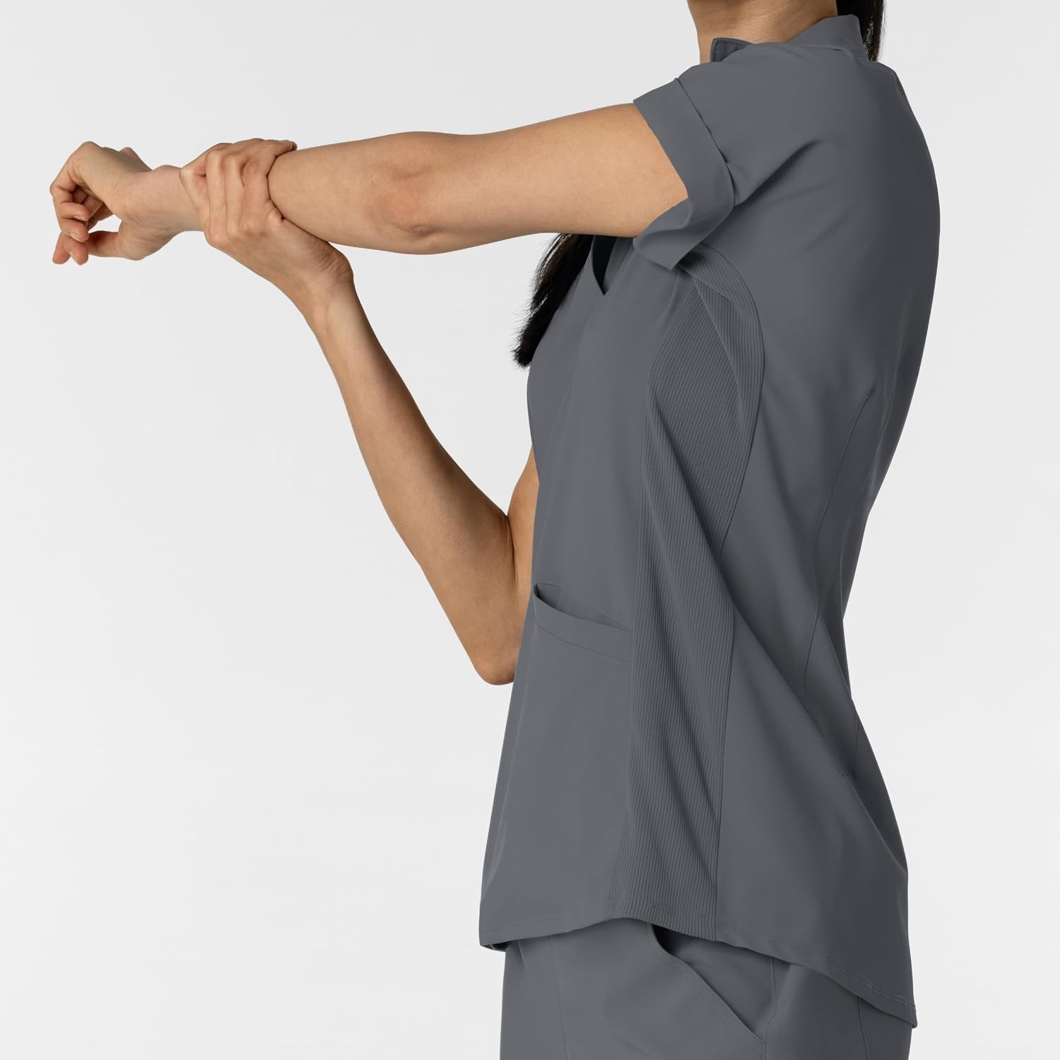 WINK Renew Women’s Flex-n-Reach Collared Scrub Top(Pewter)