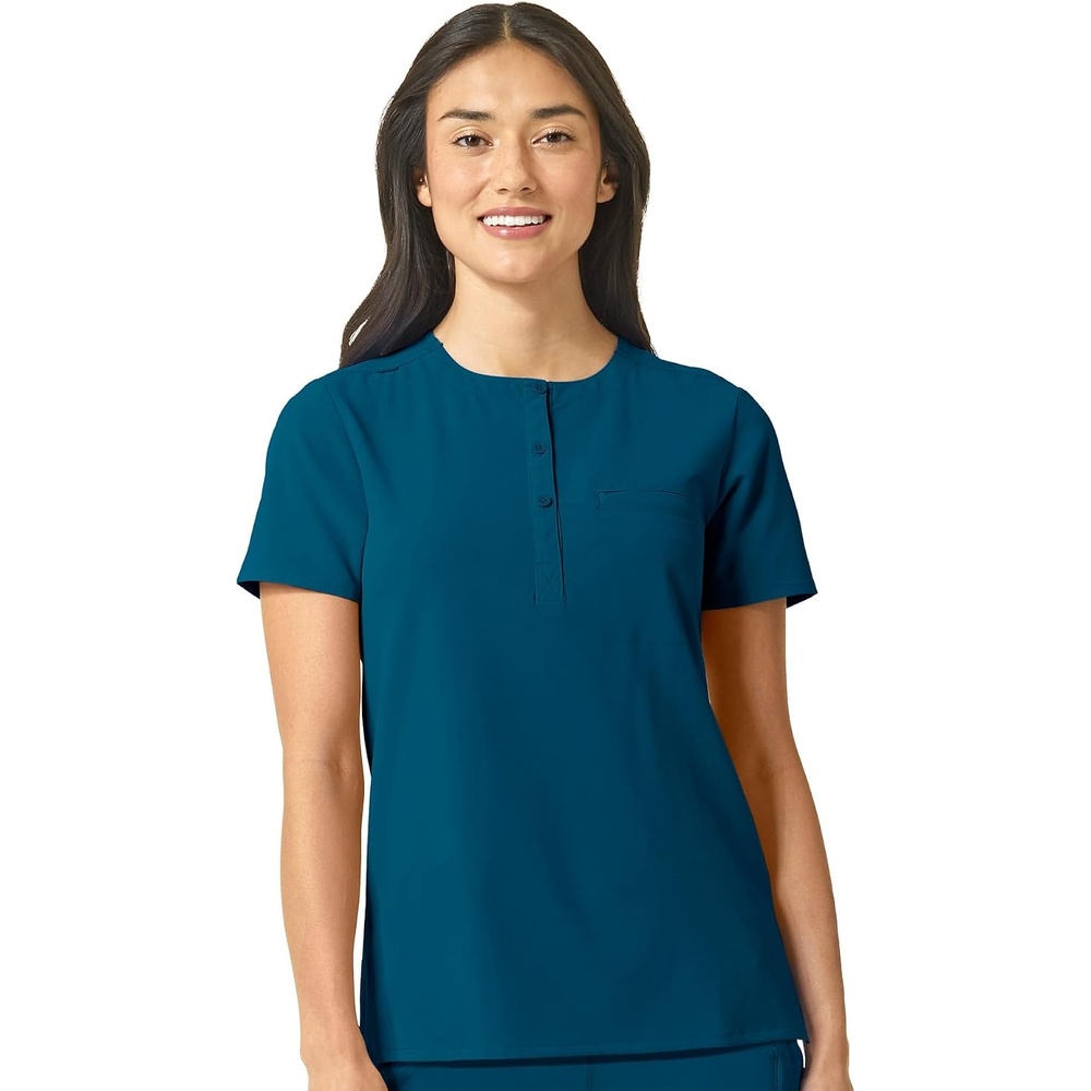 Wink Renew Women’s Mandarin Collar Tuck-in Scrub Top(Caribbean)