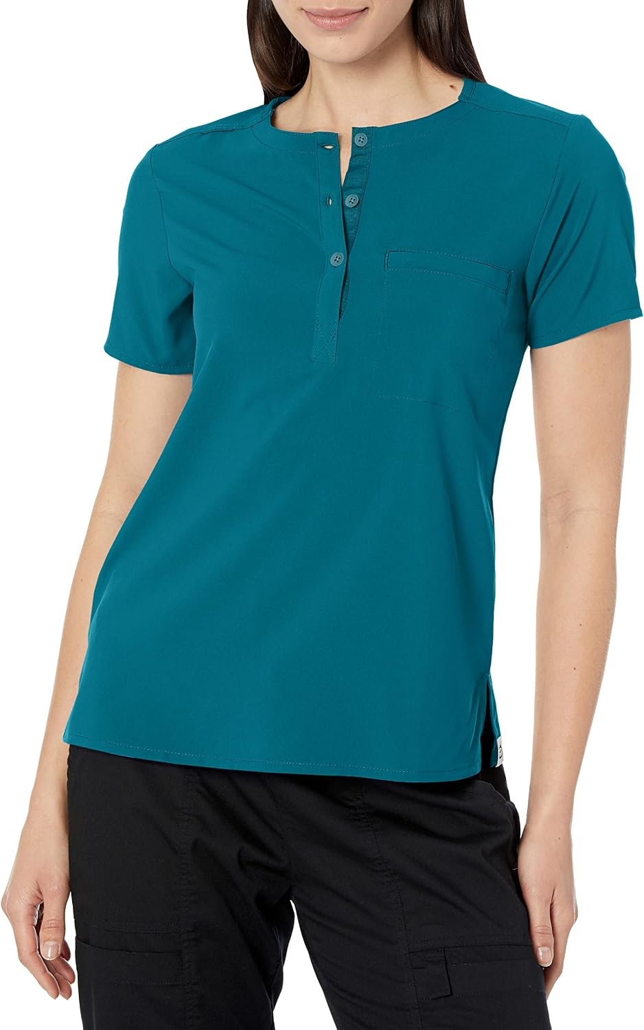 Wink Renew Women’s Mandarin Collar Tuck-in Scrub Top(Caribbean)