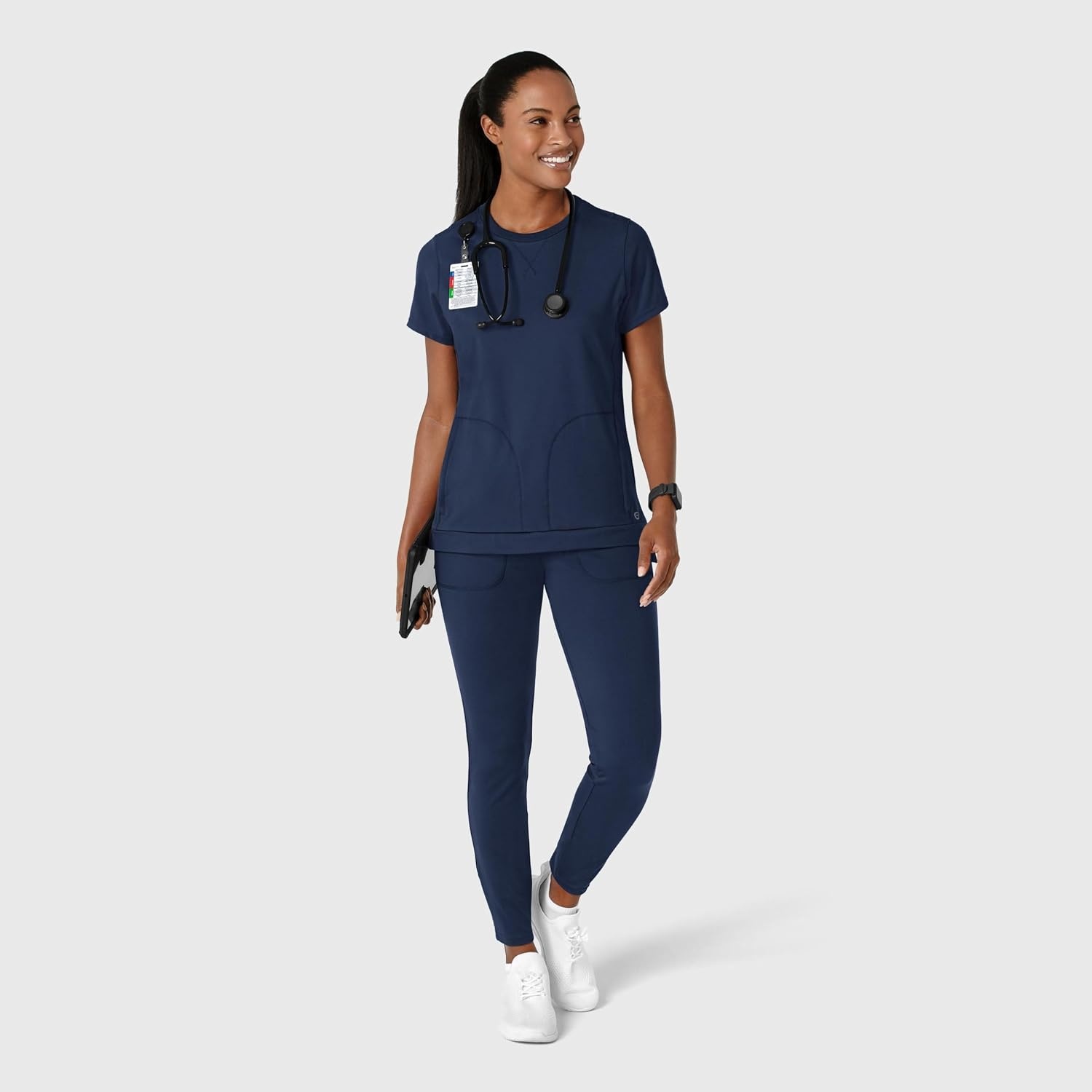 Wink Renew Women’s Flex-n-Reach Crew Neck Scrub Top(Navy)