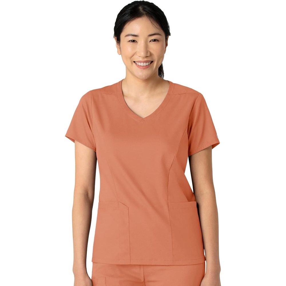 Wink Boundless Women’s 2-Pocket V-Neck Scrub Top(Terracotta)