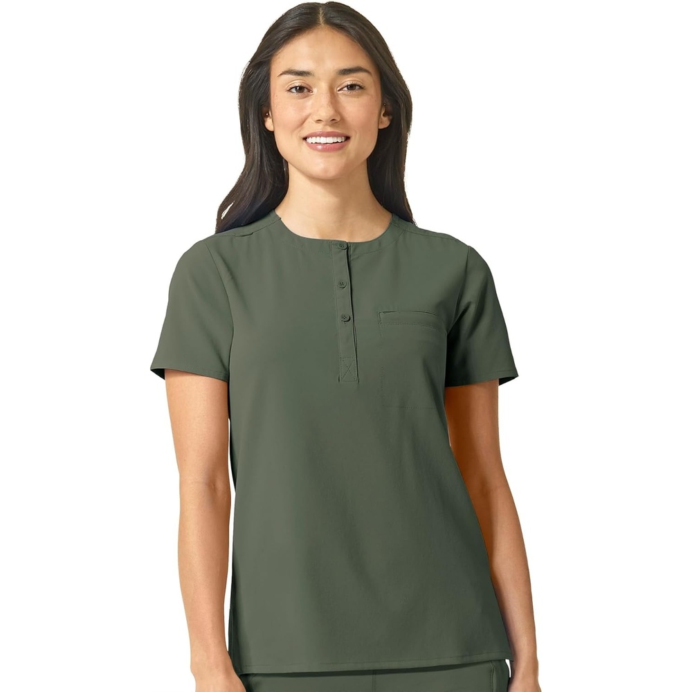 Wink Renew Women’s Mandarin Collar Tuck-in Scrub Top(Olive)