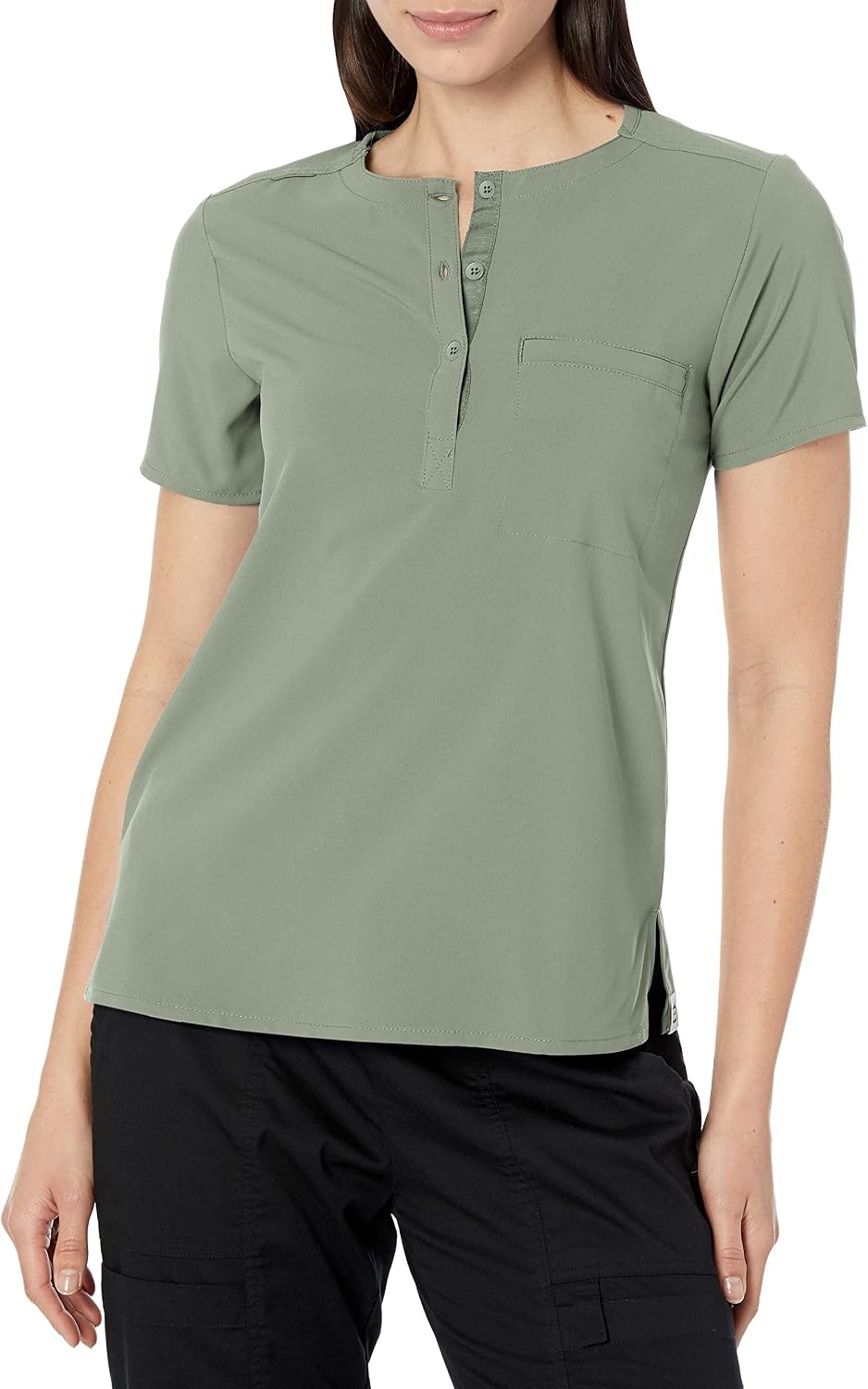 Wink Renew Women’s Mandarin Collar Tuck-in Scrub Top(Olive)