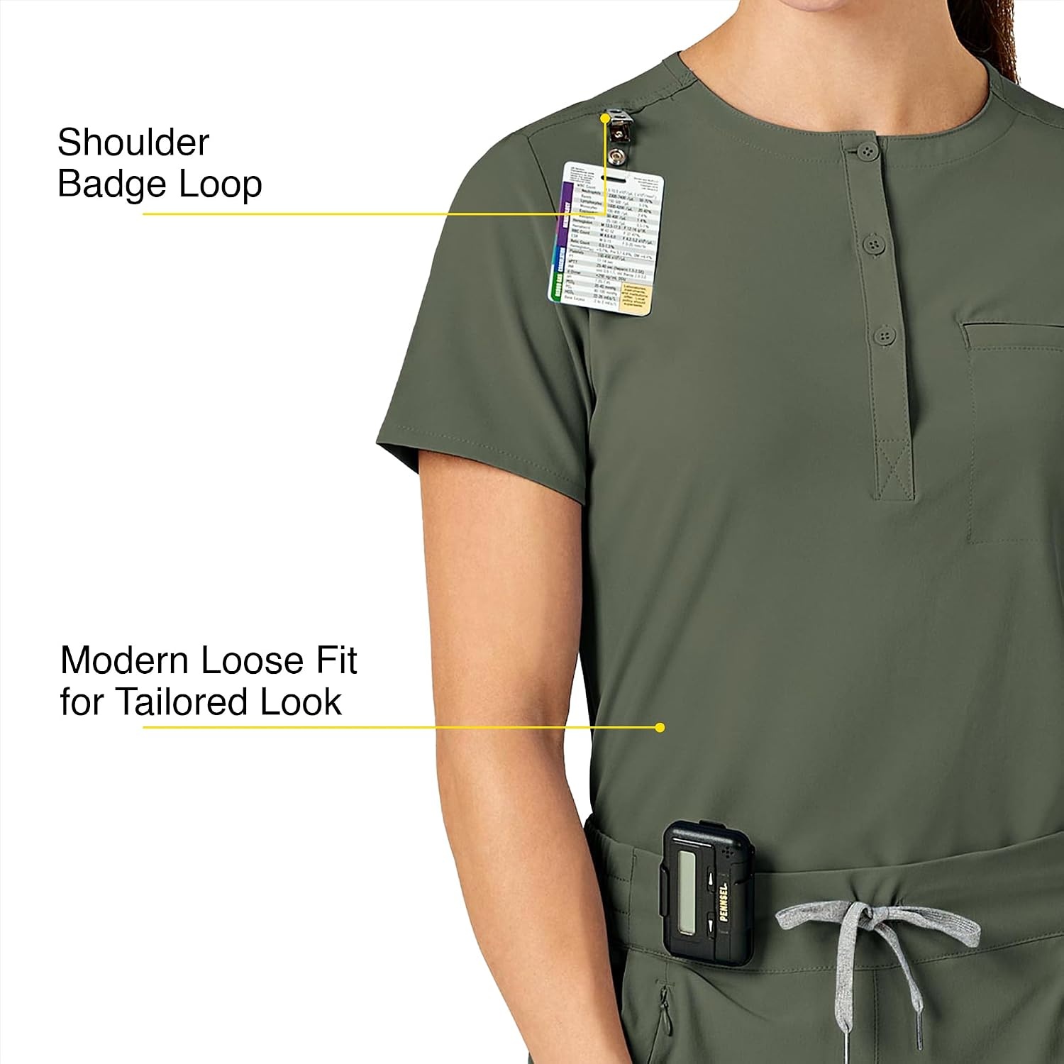 Wink Renew Women’s Mandarin Collar Tuck-in Scrub Top(Olive)