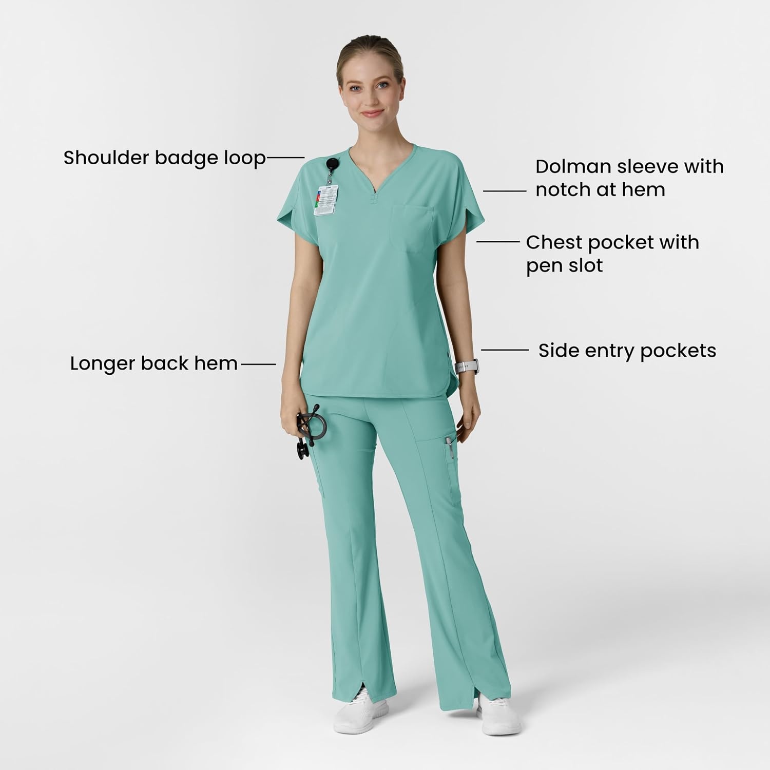 Wink Renew Women’s Dolman Scrub Top(Turquoise)