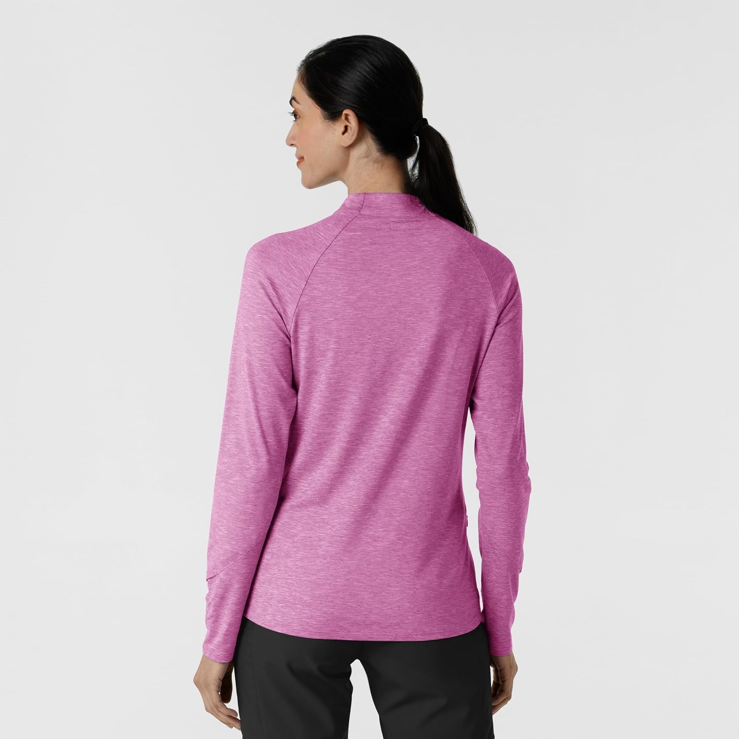 WINK Layers Women’s Watch Window Quarter Zip Scrub Top(Raspberry Heather)