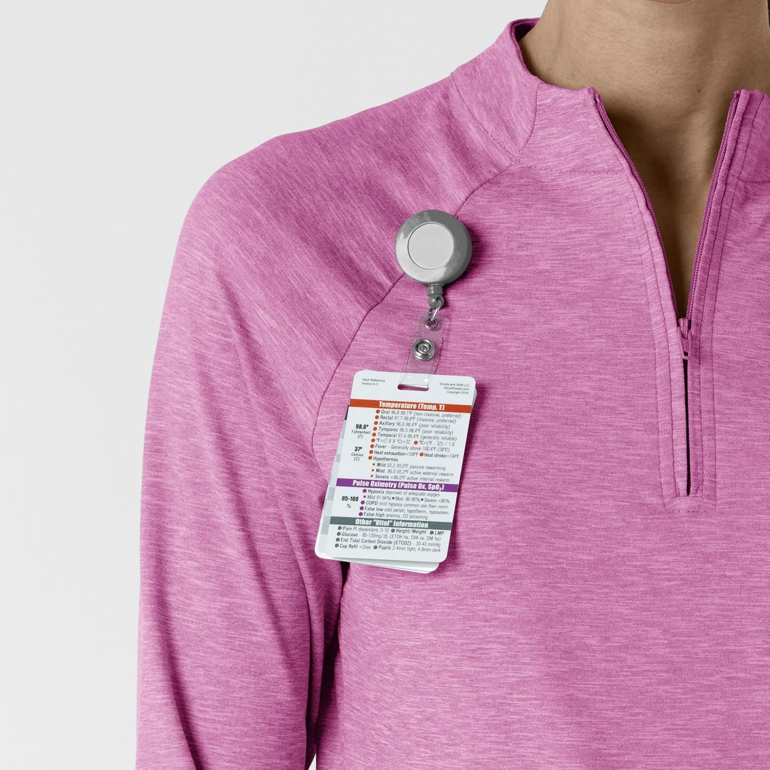 WINK Layers Women’s Watch Window Quarter Zip Scrub Top(Raspberry Heather)