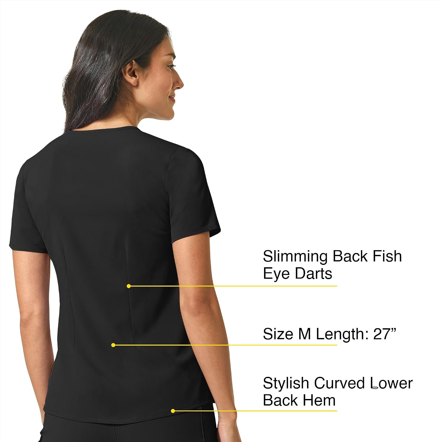 Wink Renew Women’s Mandarin Collar Tuck-in Scrub Top(Black)