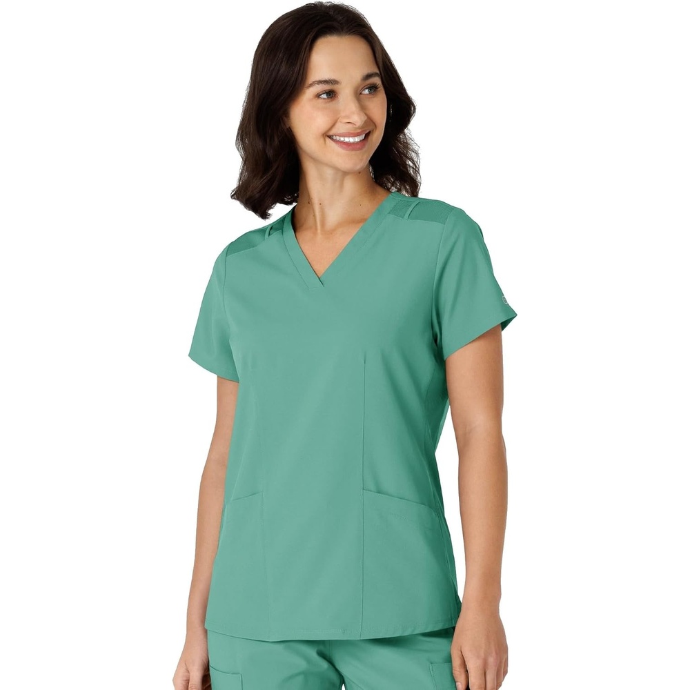 WINK Women’s Women’s Flex-n-reach Side Panel V-neck Scrub Top(Turquoise)