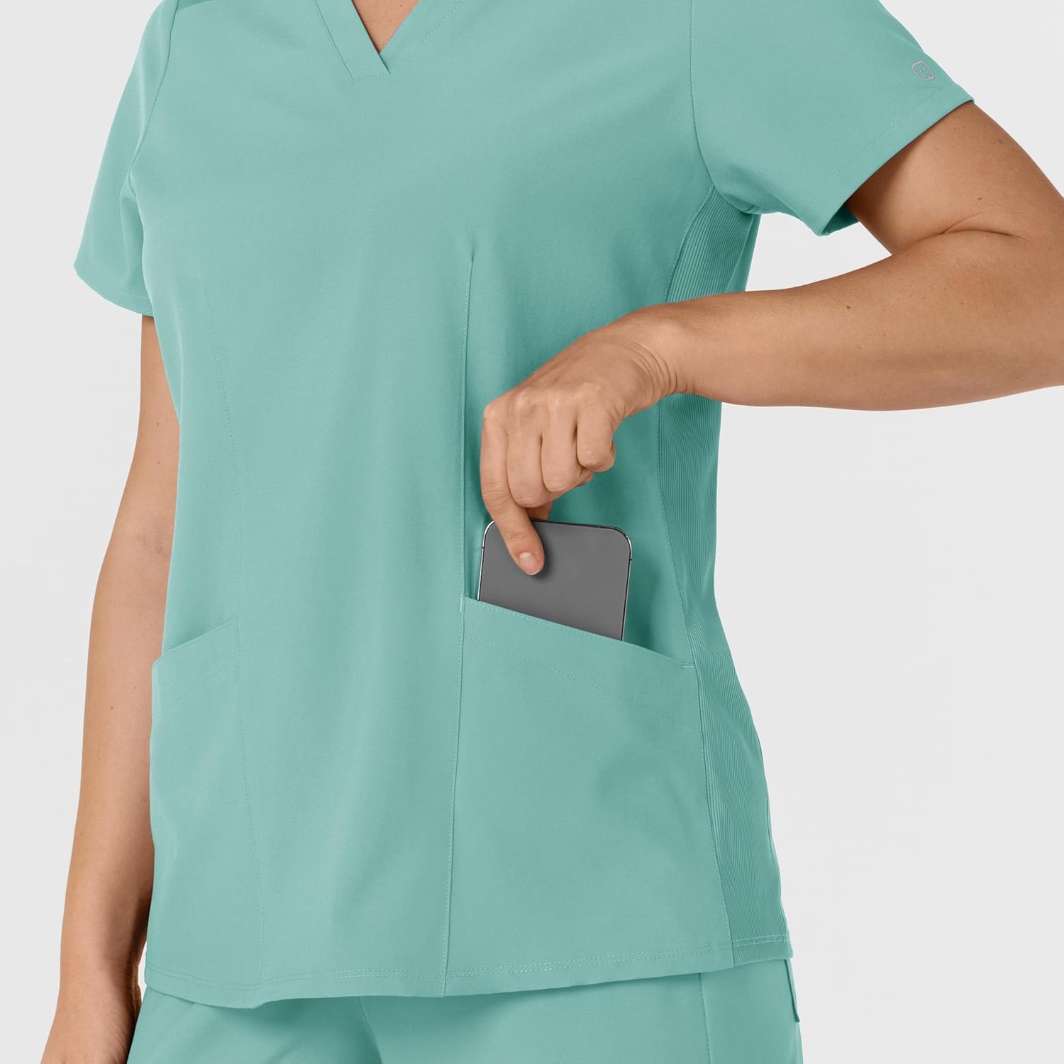 WINK Women’s Women’s Flex-n-reach Side Panel V-neck Scrub Top(Turquoise)