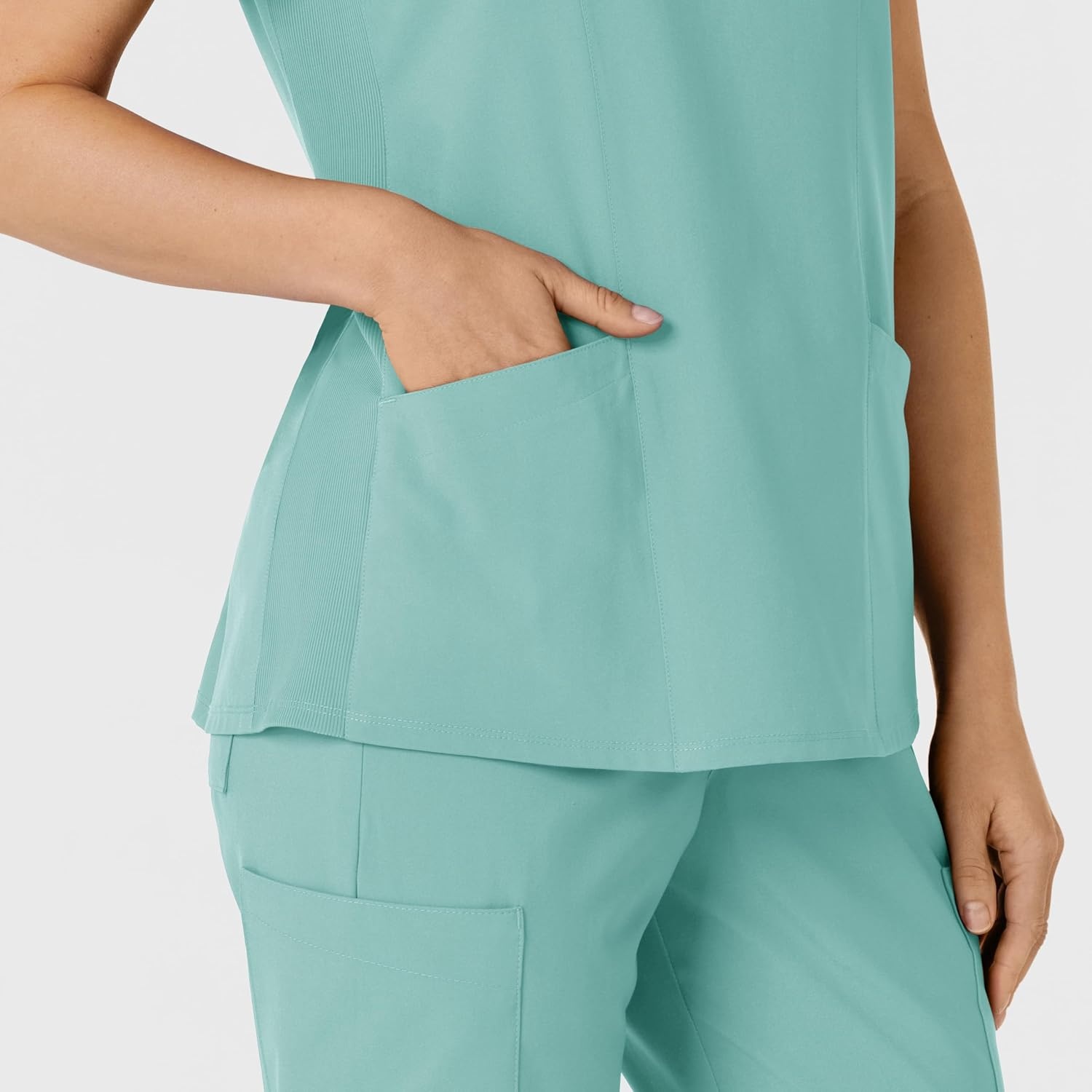 WINK Women’s Women’s Flex-n-reach Side Panel V-neck Scrub Top(Turquoise)